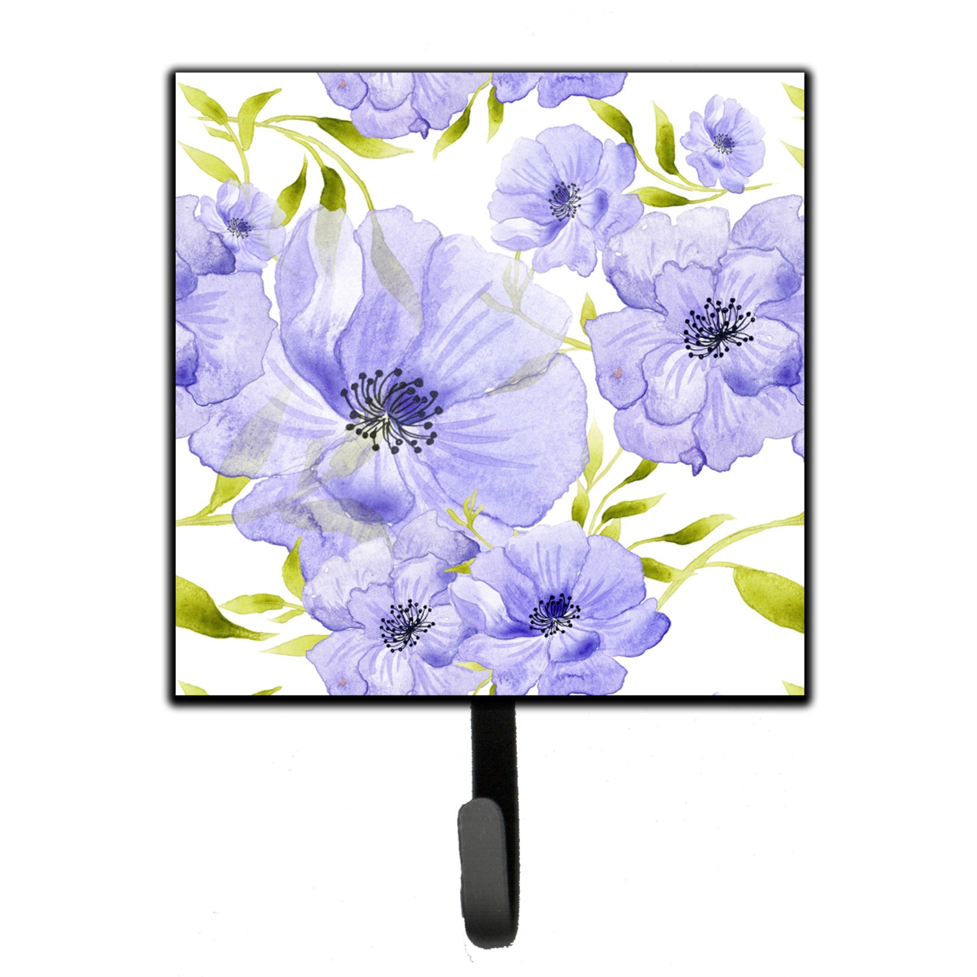 Caroline'S Treasures Watercolor Blue Flowers Wall Hook, Small, Multicolor