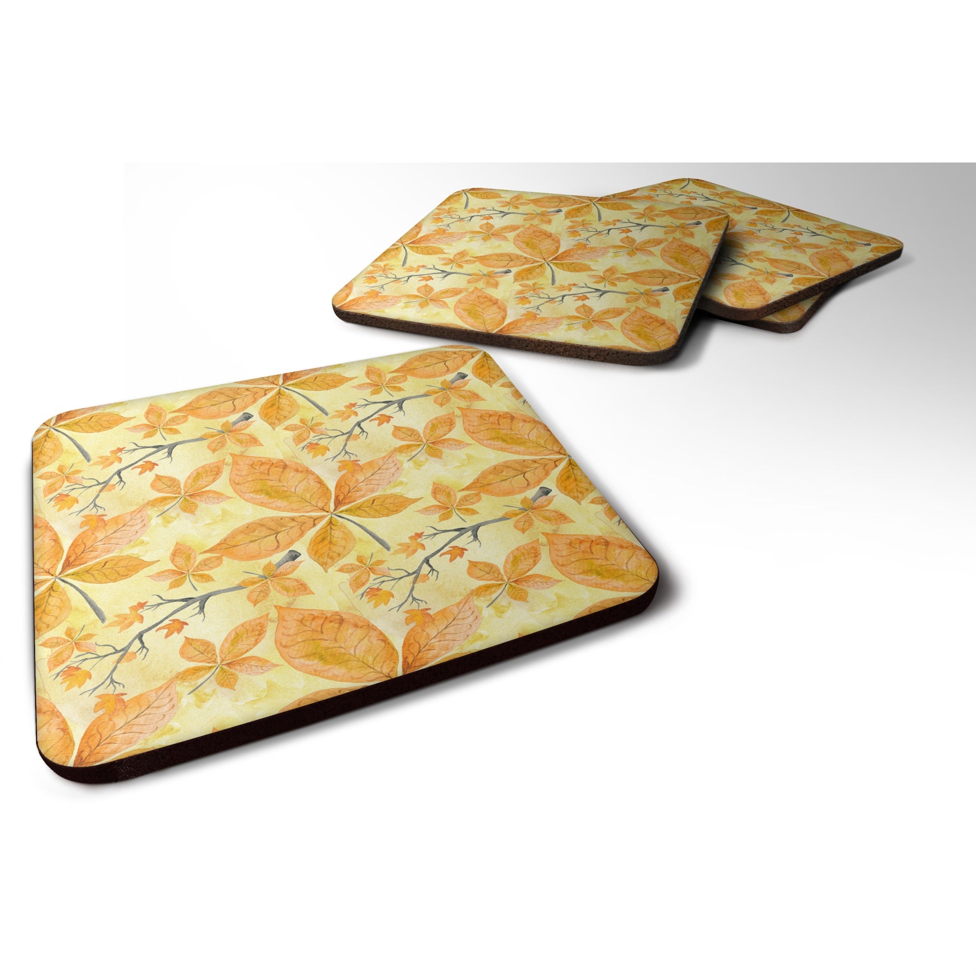 Caroline'S Treasures Fall Leaves And Branches Decorative Coasters, 3.5, Multicolor