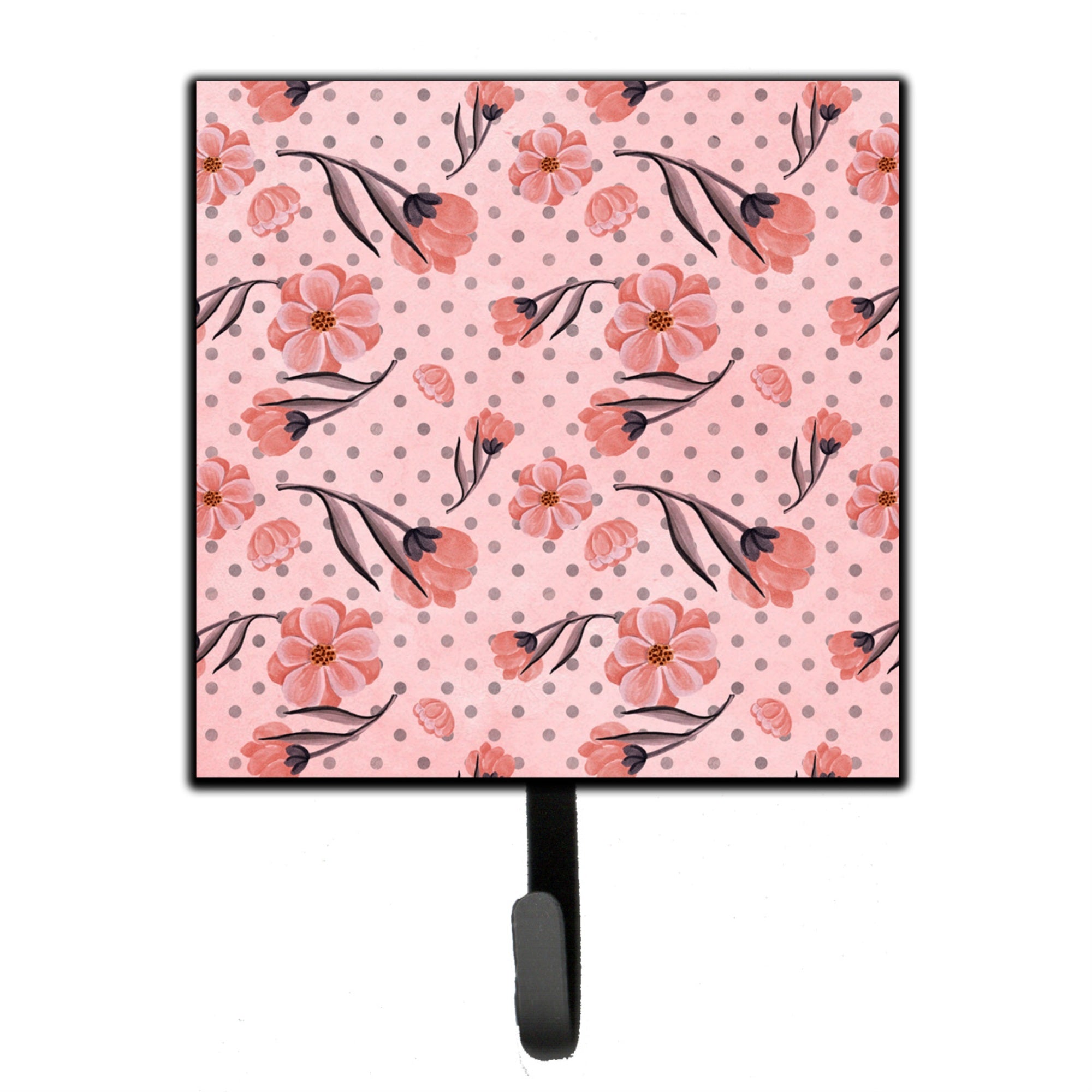 Caroline'S Treasures Pink Flowers And Polka Dots Wall Hook, Small, Multicolor