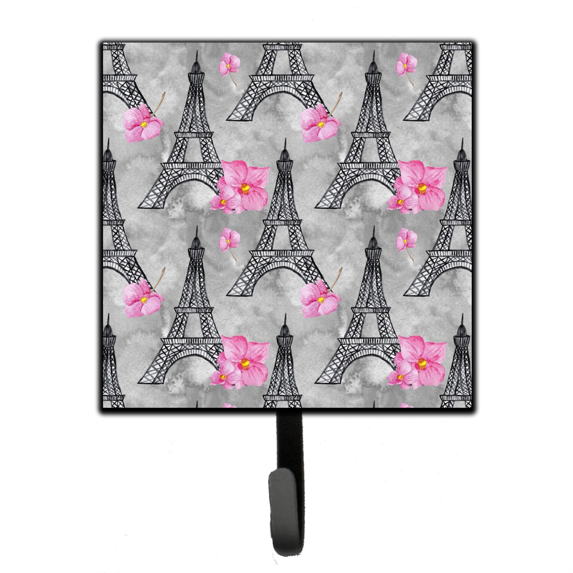 Caroline'S Treasures Watercolor Pink Flowers Eiffel Tower Wall Hook, Small, Multicolor