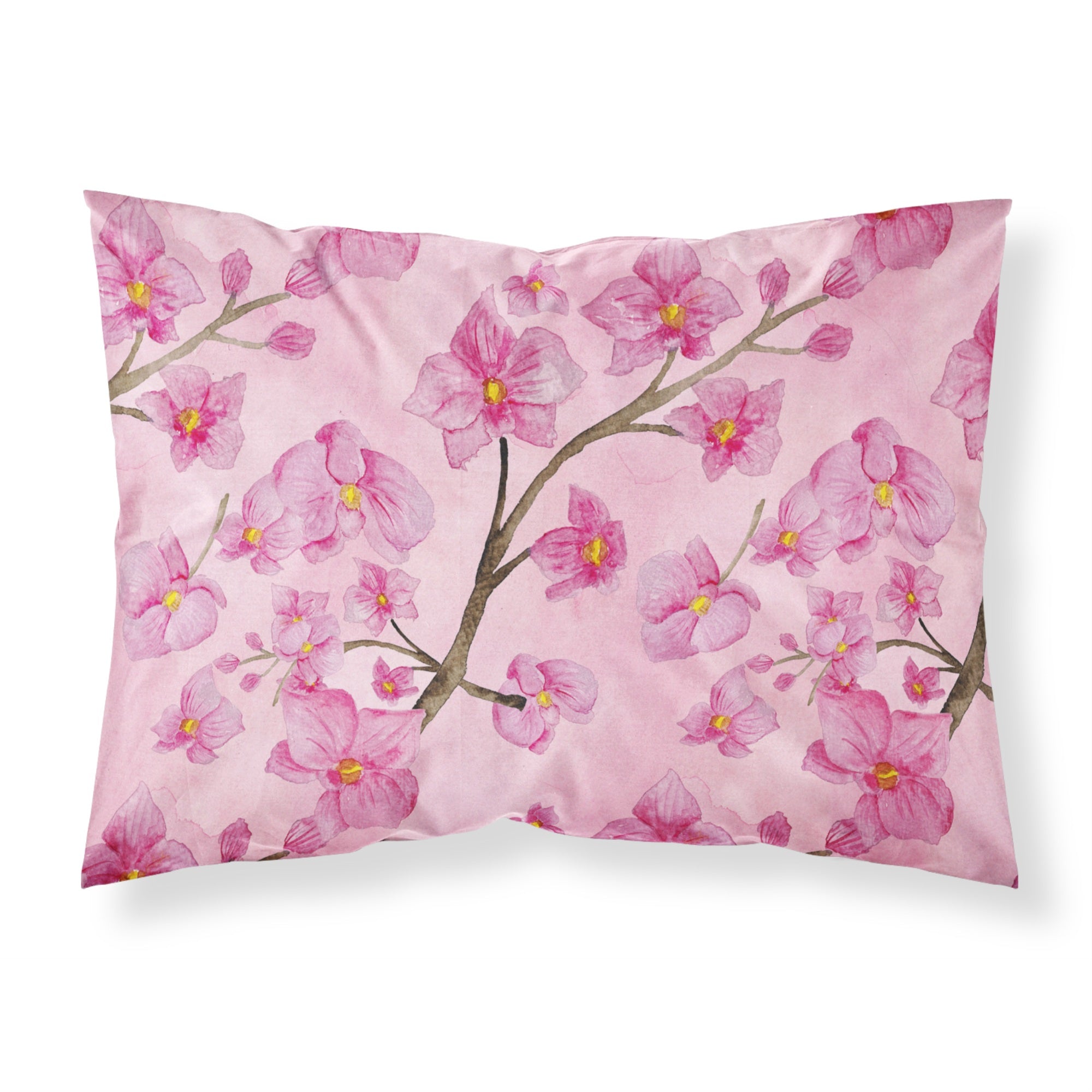 Caroline'S Treasures Watercolor Pink Flowers Printed, Polyester, 250 Thread Count, Envelope Closure Pillowcase, Standard, Mult