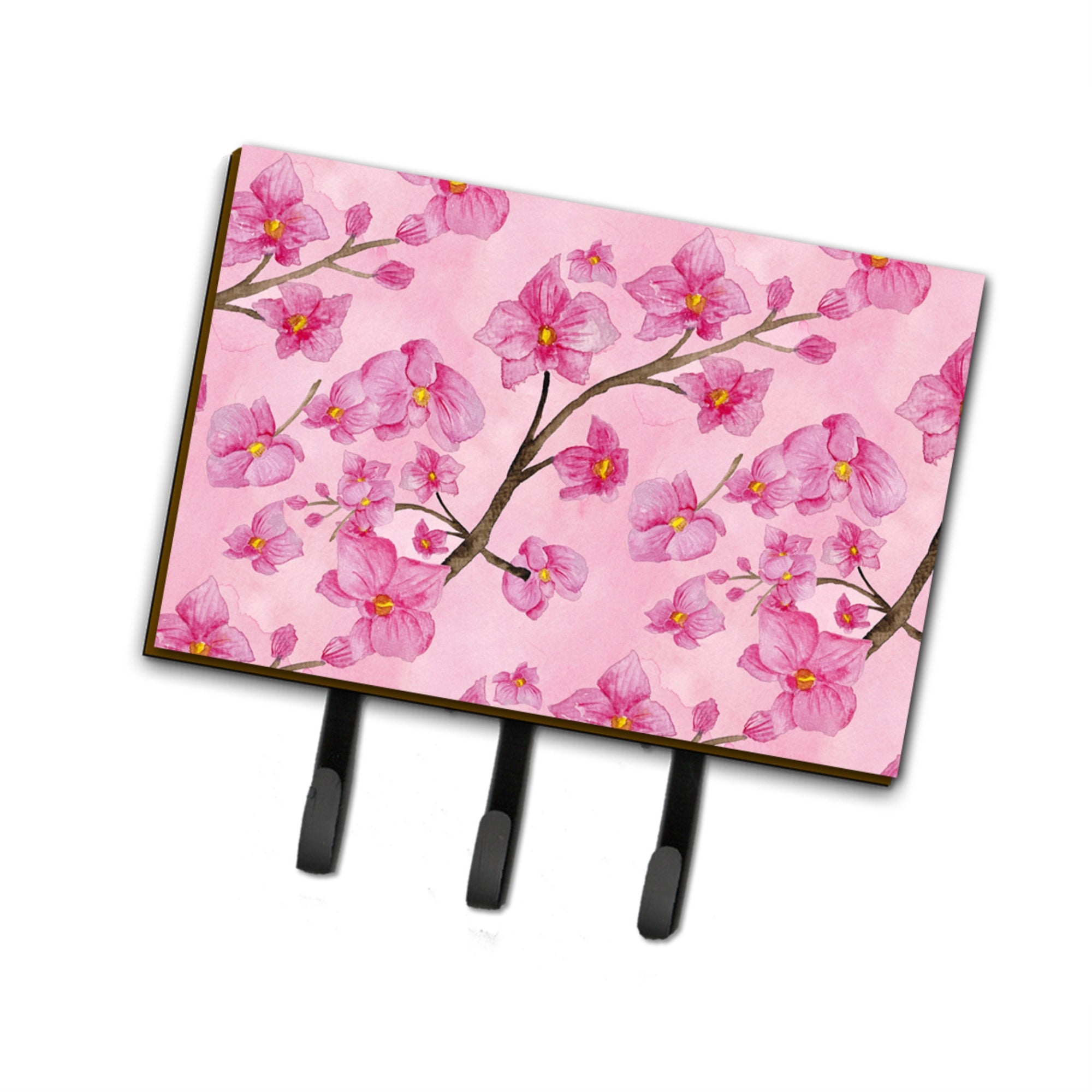 Caroline'S Treasures Watercolor Pink Flowers Wall Hook, Triple, Multicolor