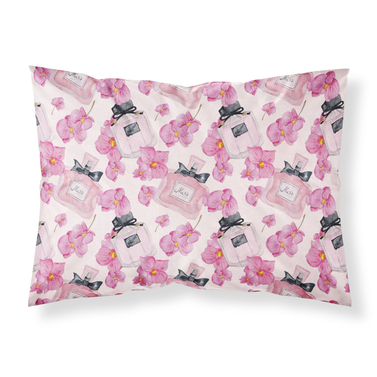 Caroline'S Treasures Watercolor Pink Flowers And Perfume Pillowcase, Standard, Multicolor