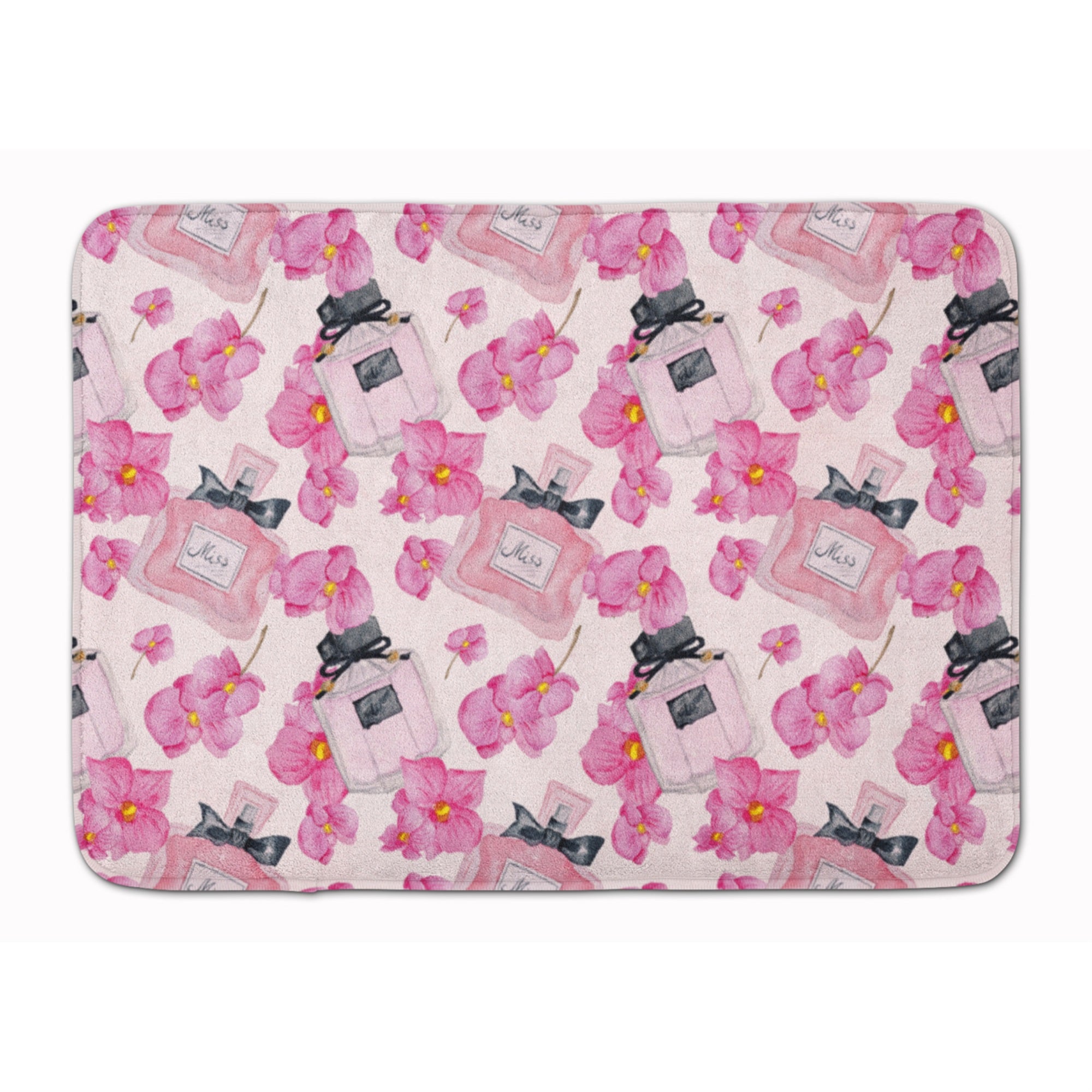 Caroline'S Treasures Watercolor Pink Flowers And Perfume Floor Mat, 19 H X 27 W, Multicolor