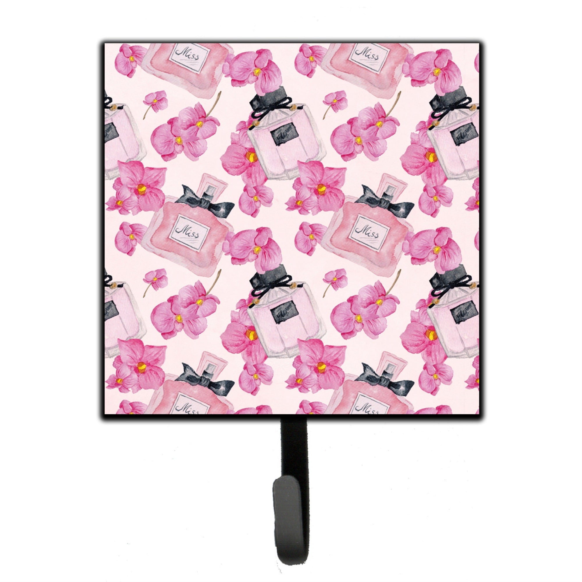 Caroline'S Treasures Watercolor Pink Flowers And Perfume Wall Hook, Small, Multicolor