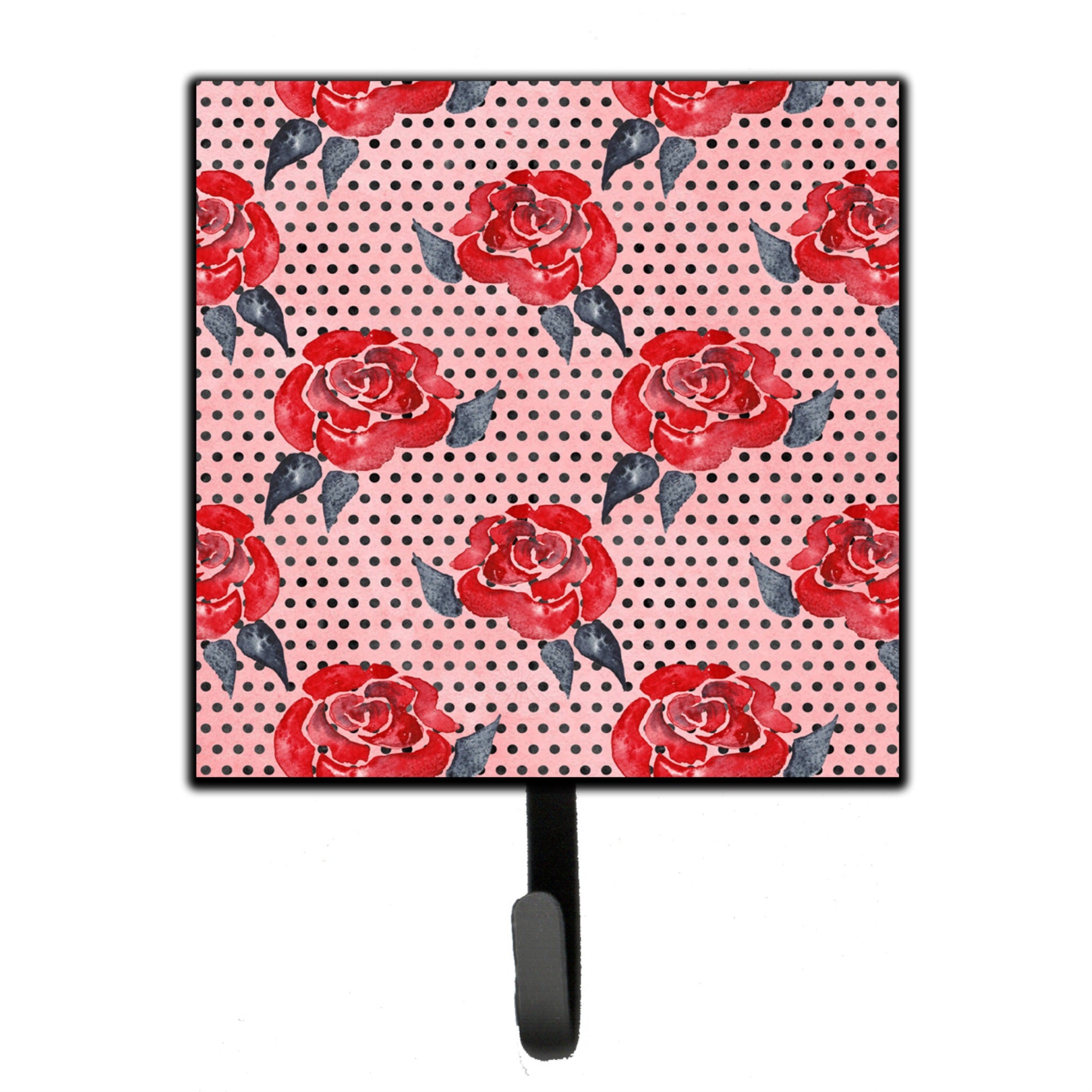 Caroline'S Treasures Watercolor Red Roses And Polka Dots Wall Hook, Small, Multicolor