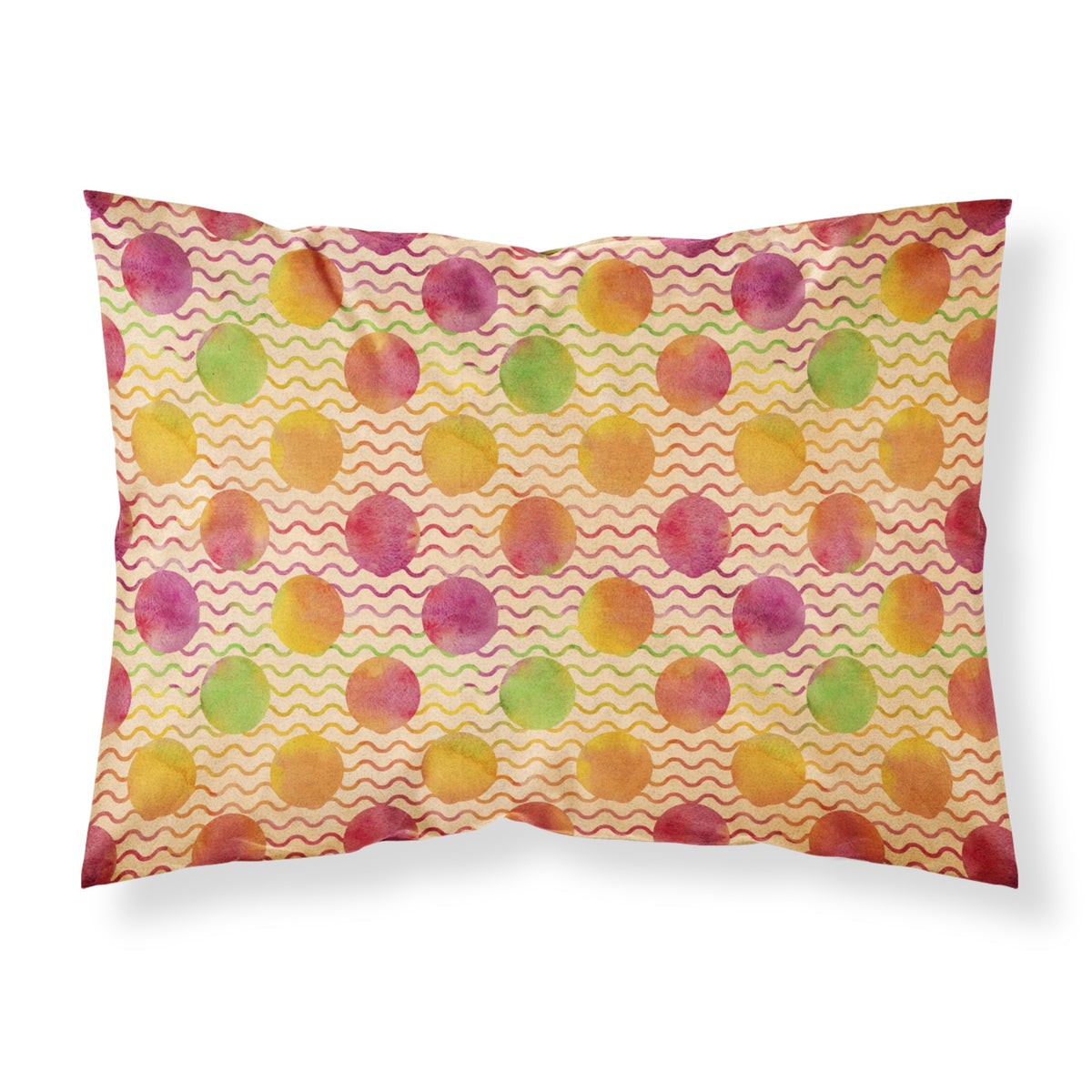 Caroline'S Treasures Watercolor Rainbow Dots And Sqiggles Pillowcase, Standard, Multicolor