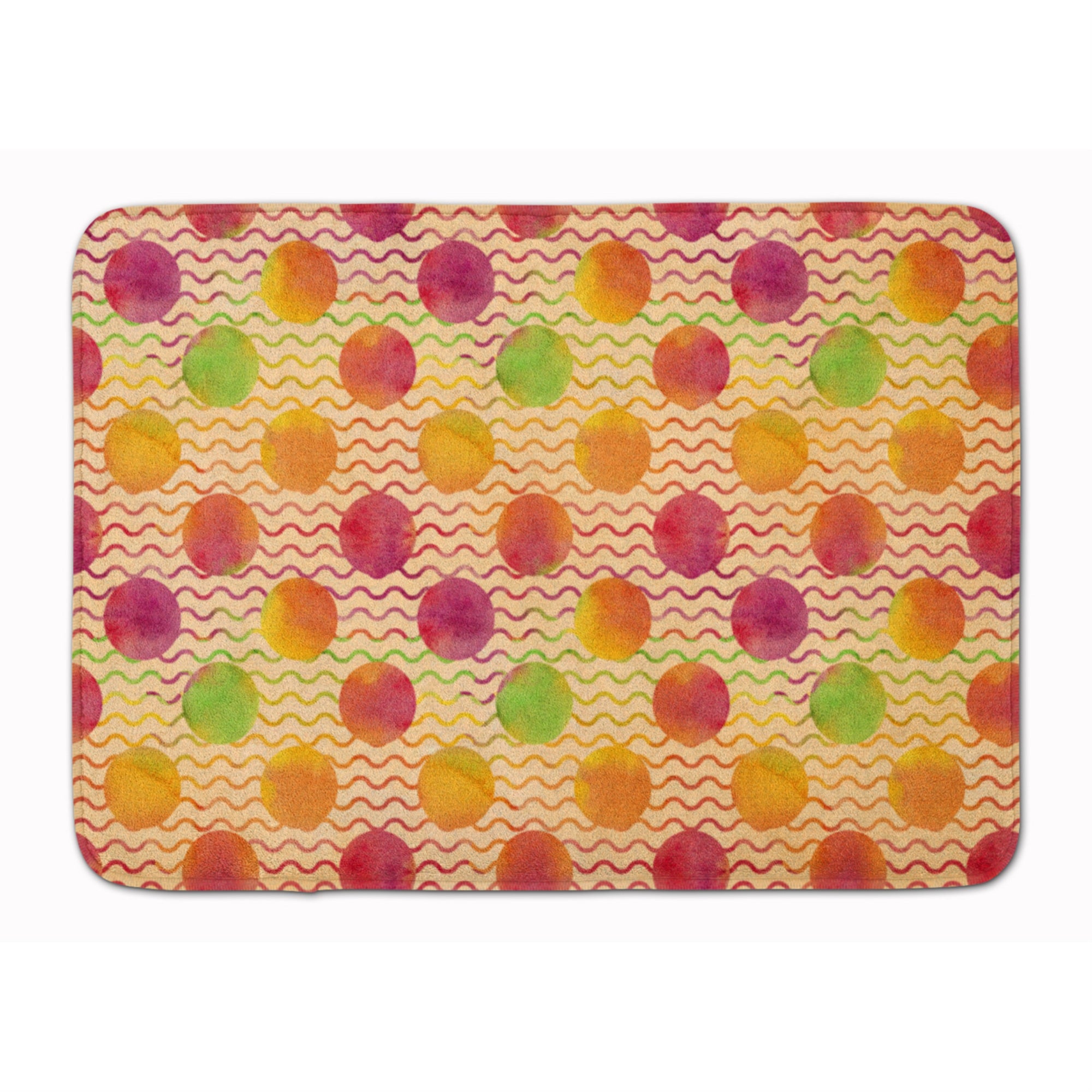 Caroline'S Treasures Watercolor Rainbow Dots And Squiggles Floor Mat, 19 H X 27 W, Multicolor