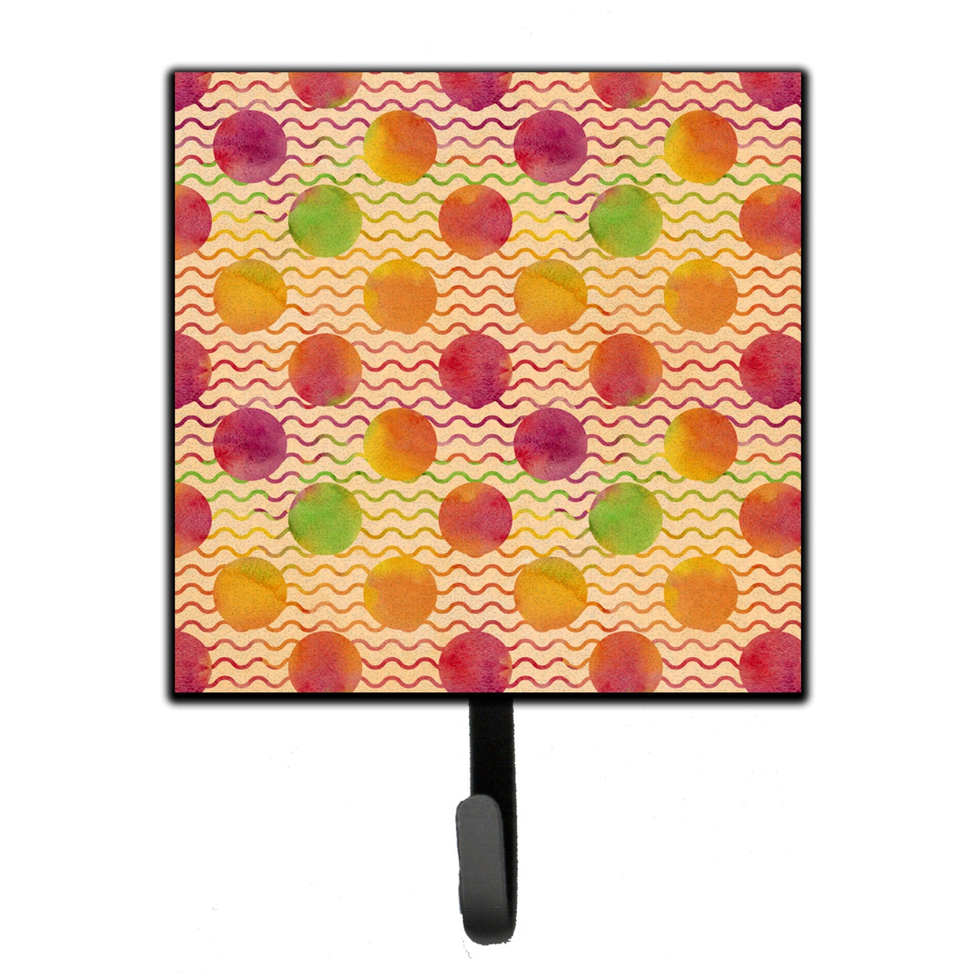 Caroline'S Treasures Watercolor Rainbow Dots And Squiggles Wall Hook, Small, Multicolor