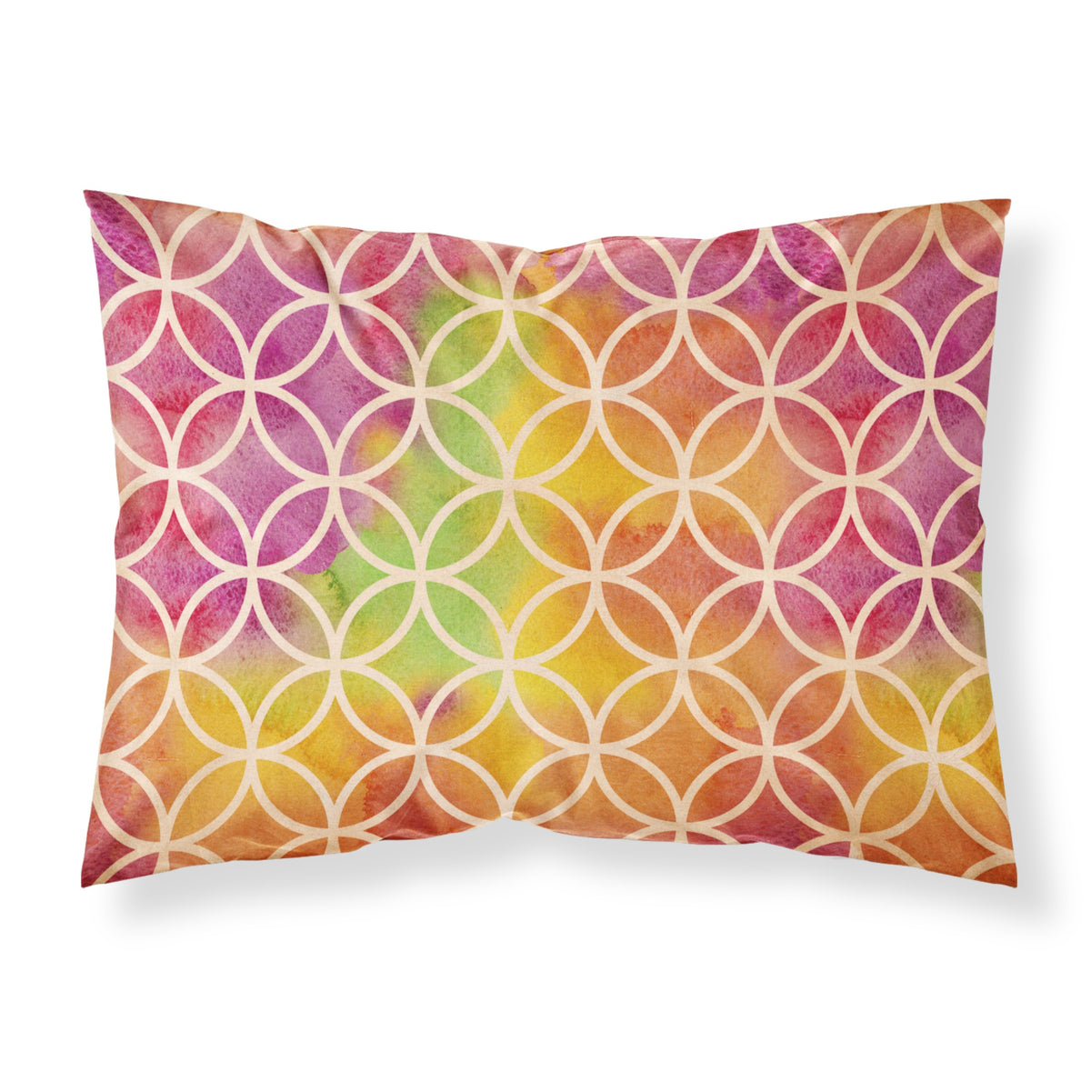 Caroline'S Treasures Watercolor Rainbow Geometric Circles Pillowcase, Standard, Multicolor