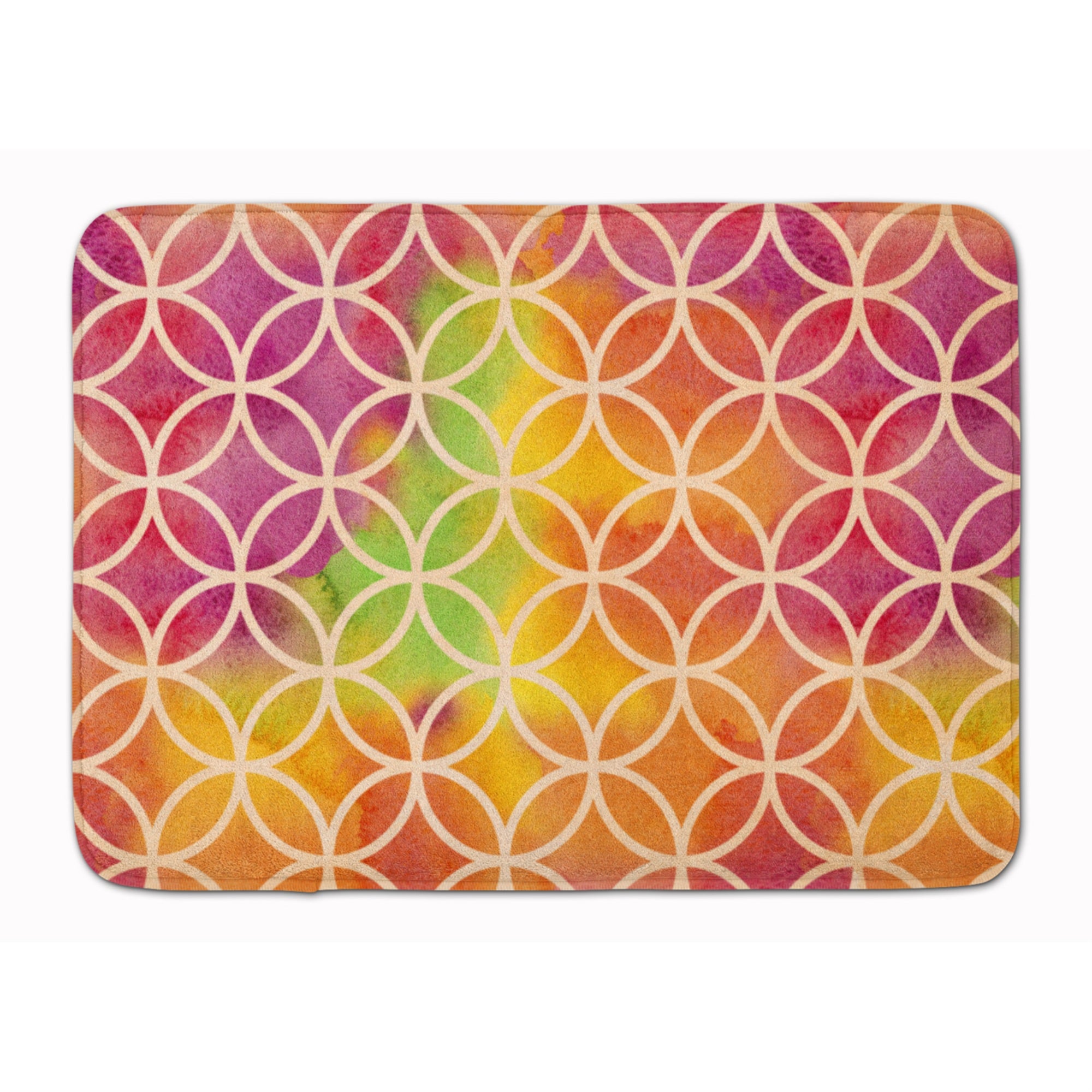 Caroline'S Treasures Watercolor Rainbow Geometric Circles Floor Mat, 19 H X 27 W, Multicolor