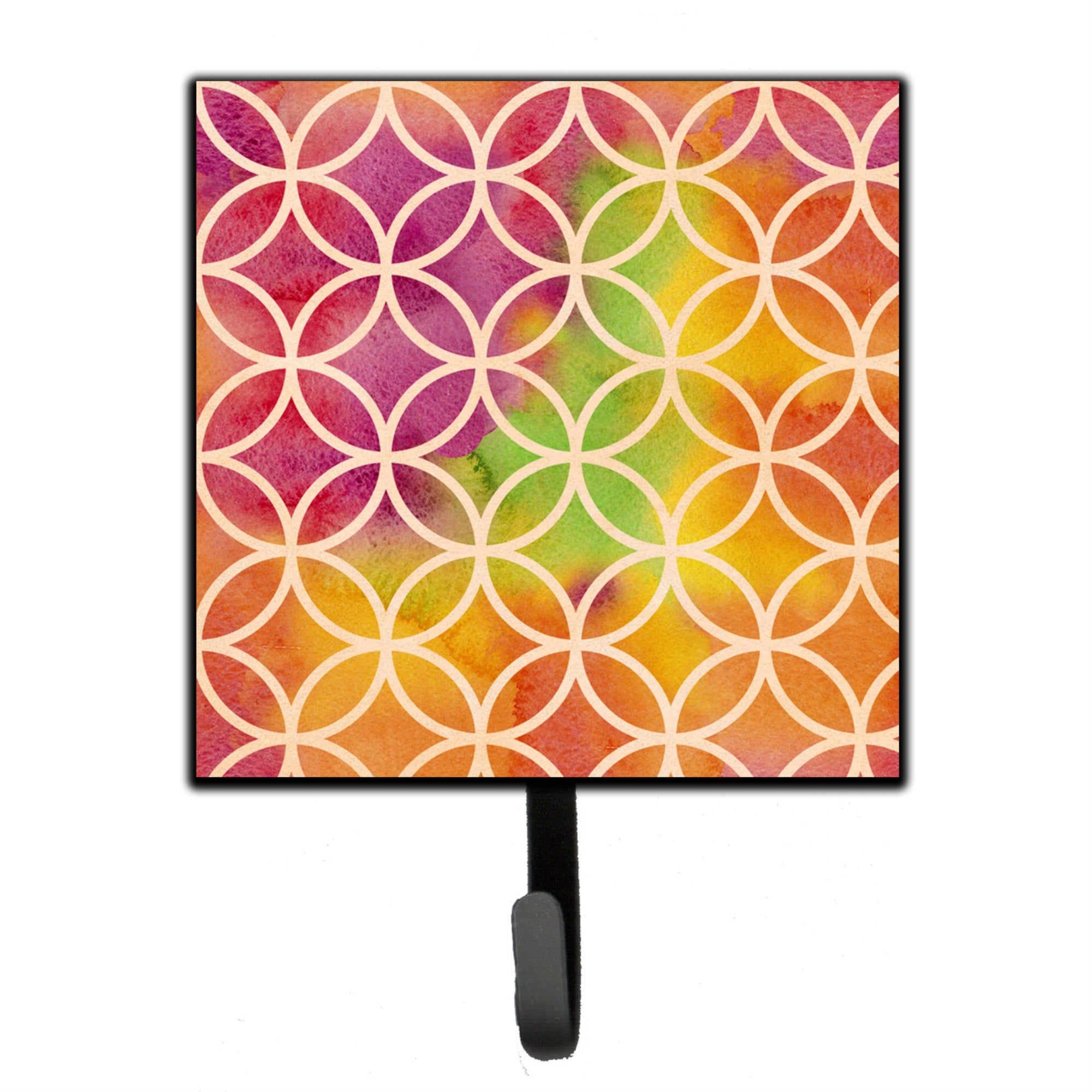 Caroline'S Treasures Watercolor Rainbow Geometric Circles Wall Hook, Small, Multicolor