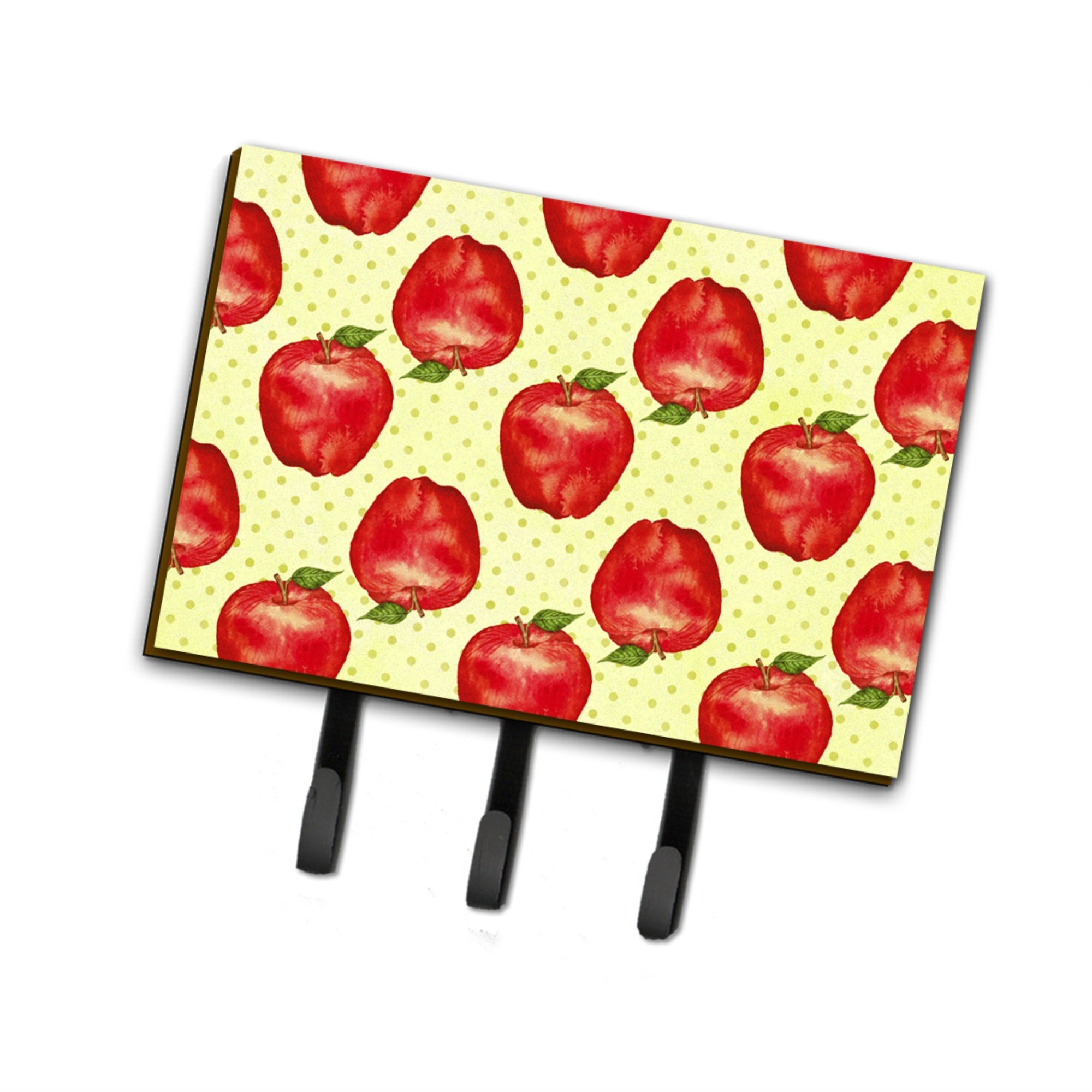 Caroline'S Treasures Watercolor Apples And Polka Dots Wall Hook, Triple, Multicolor