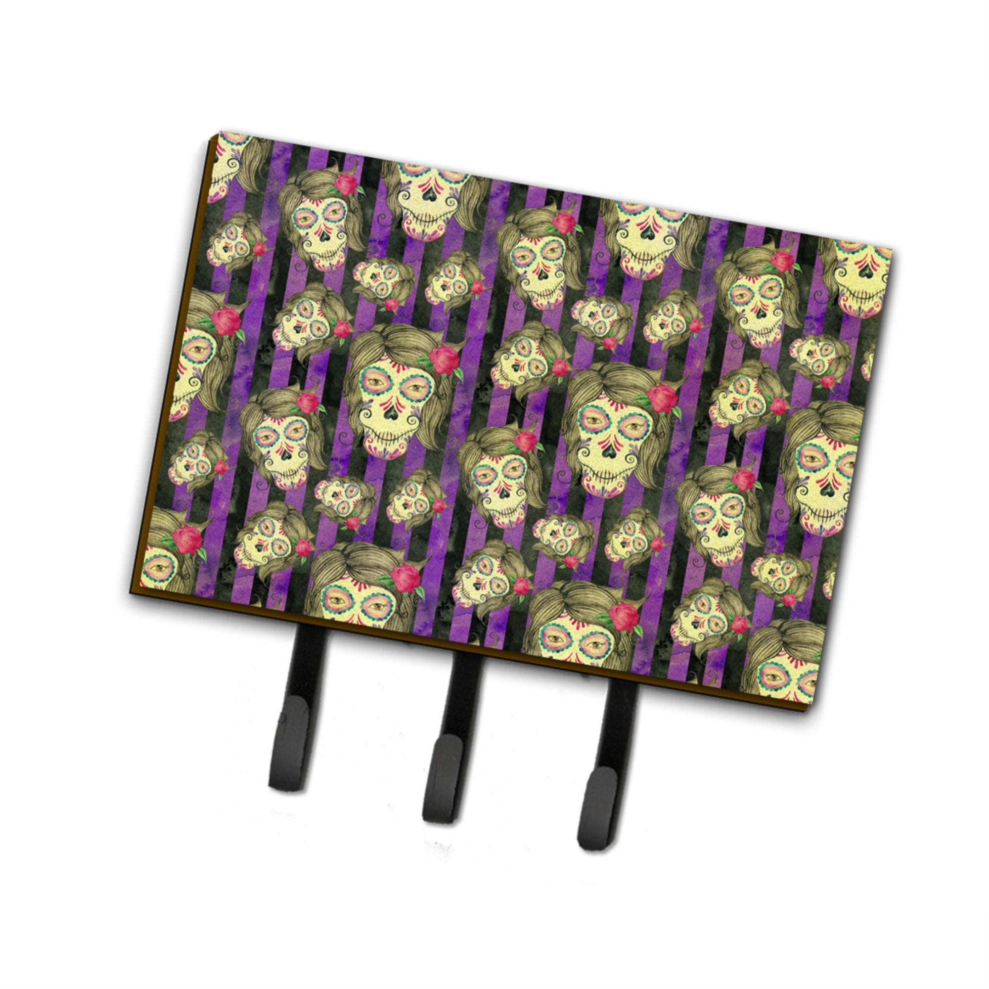 Caroline'S Treasures Watercolor Day Of The Dead Halloween Wall Hook, Triple, Multicolor