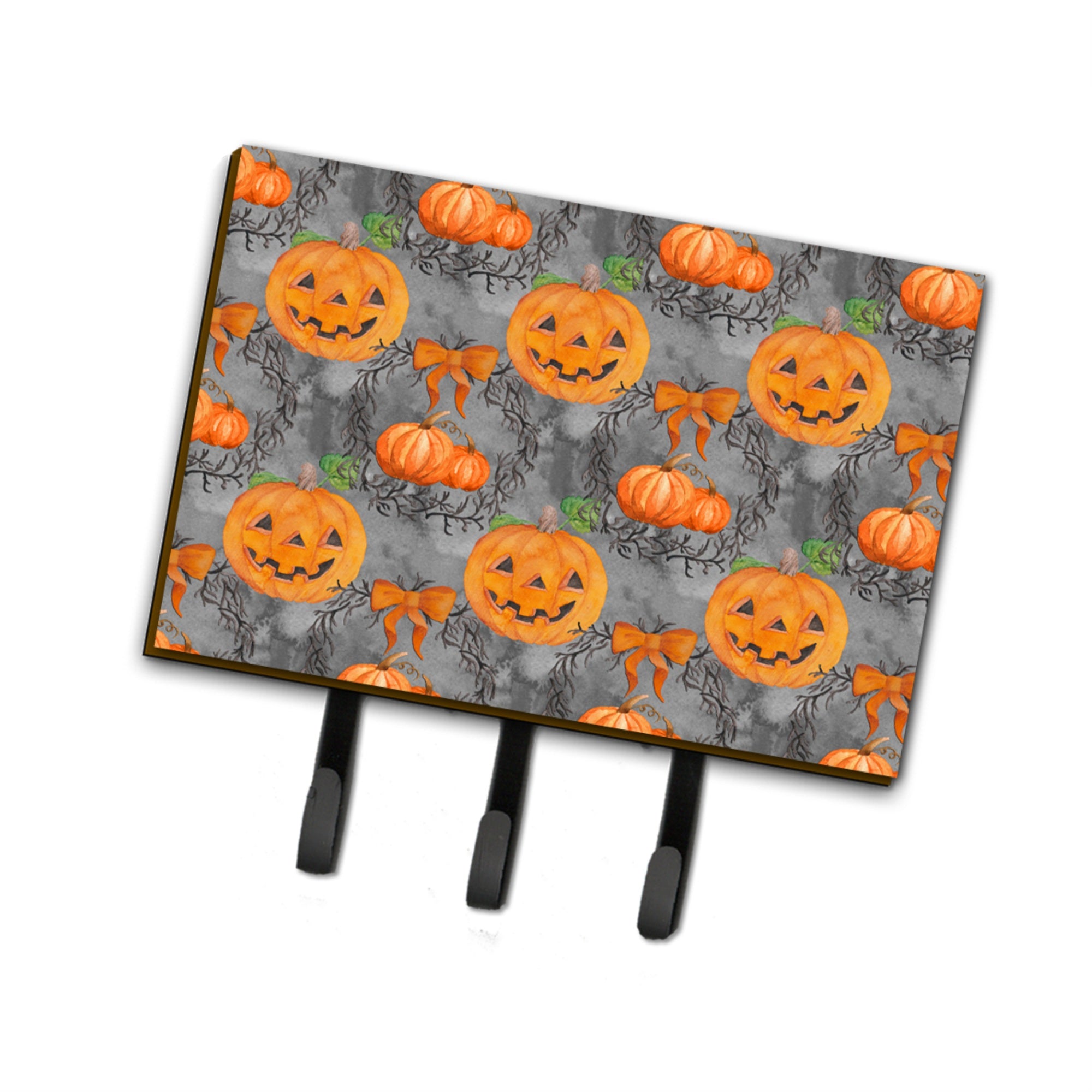 Caroline'S Treasures Watercolor Halloween Pumpkins Wall Hook, Triple, Multicolor
