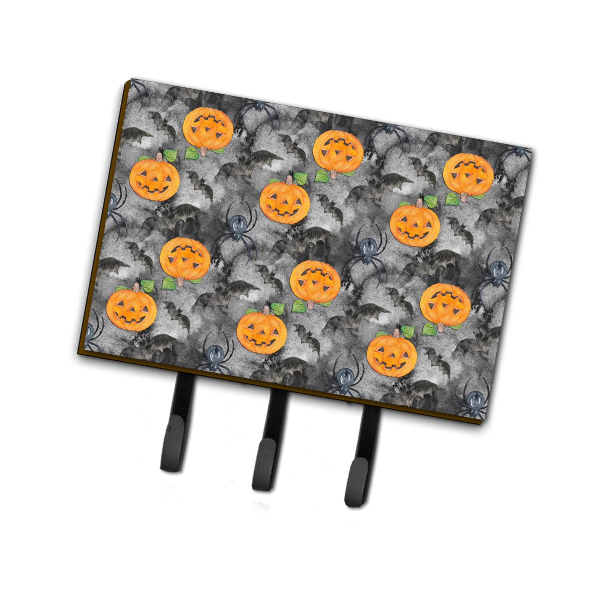 Caroline'S Treasures Watercolor Halloween Jack-O-Lantern Bats Wall Hook, Triple, Multicolor