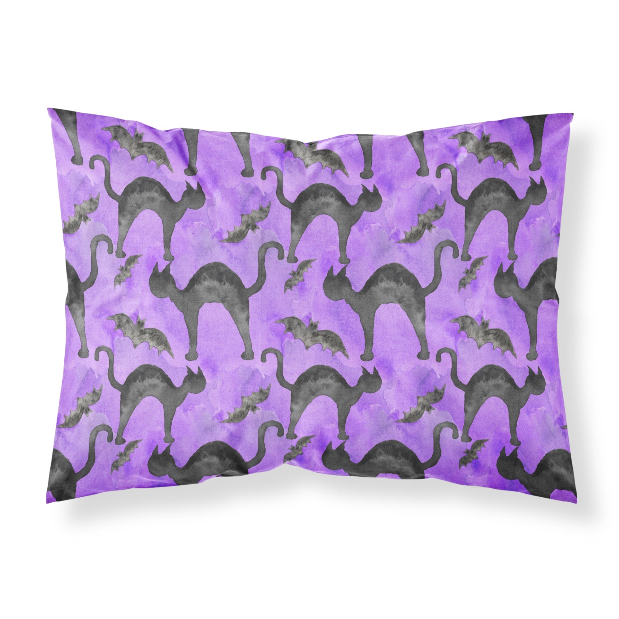 Caroline'S Treasures Watercolor Halloween Black Cats On Purple Pillowcase, Standard, Multicolor