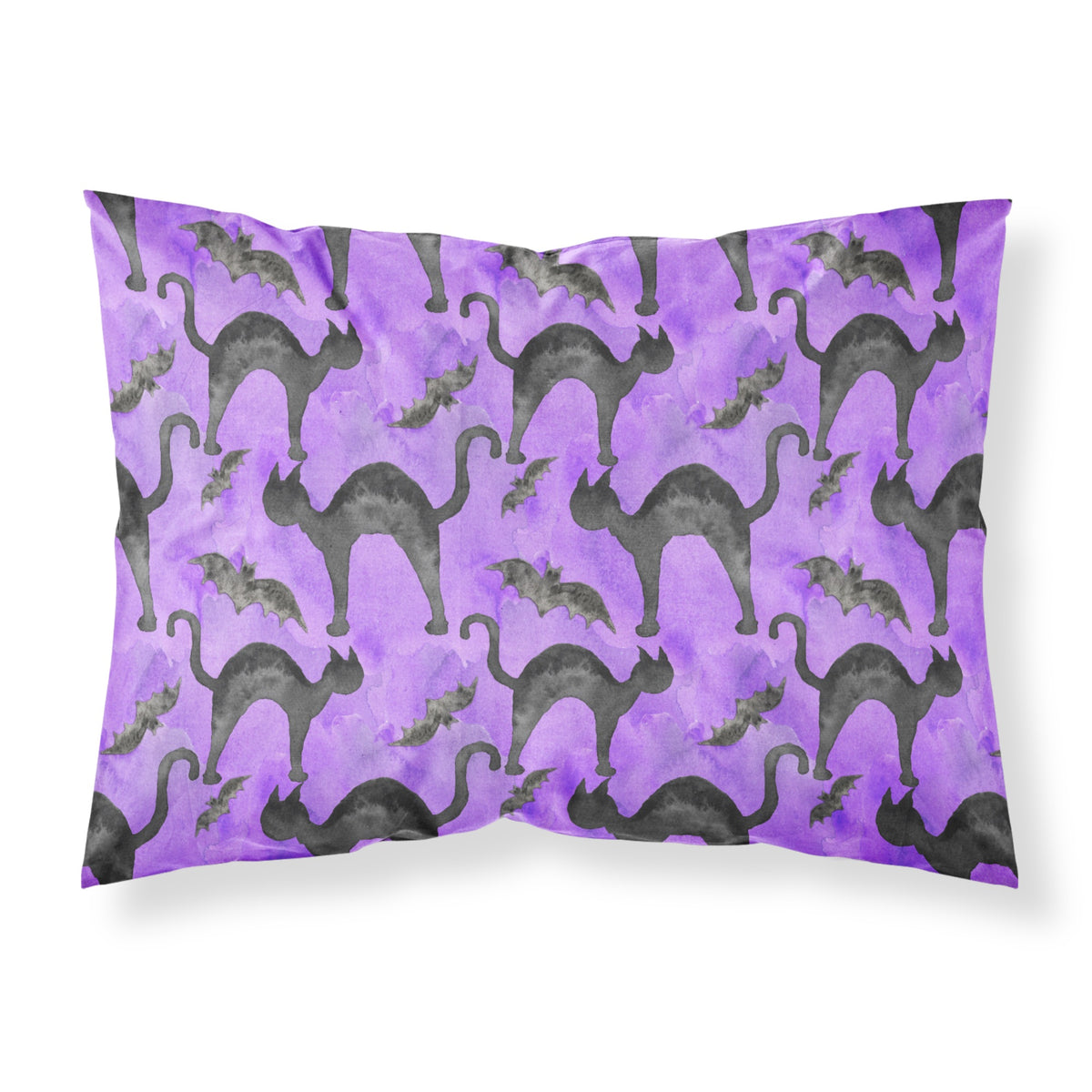 Caroline'S Treasures Watercolor Halloween Black Cats On Purple Pillowcase, Standard, Multicolor