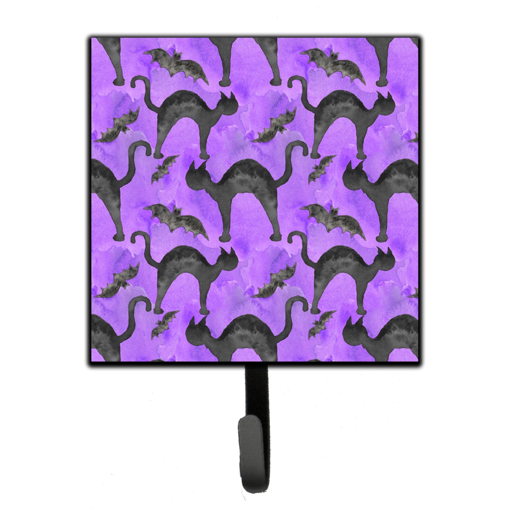 Caroline'S Treasures Watercolor Halloween Black Cats On Purple Wall Hook, Small, Multicolor