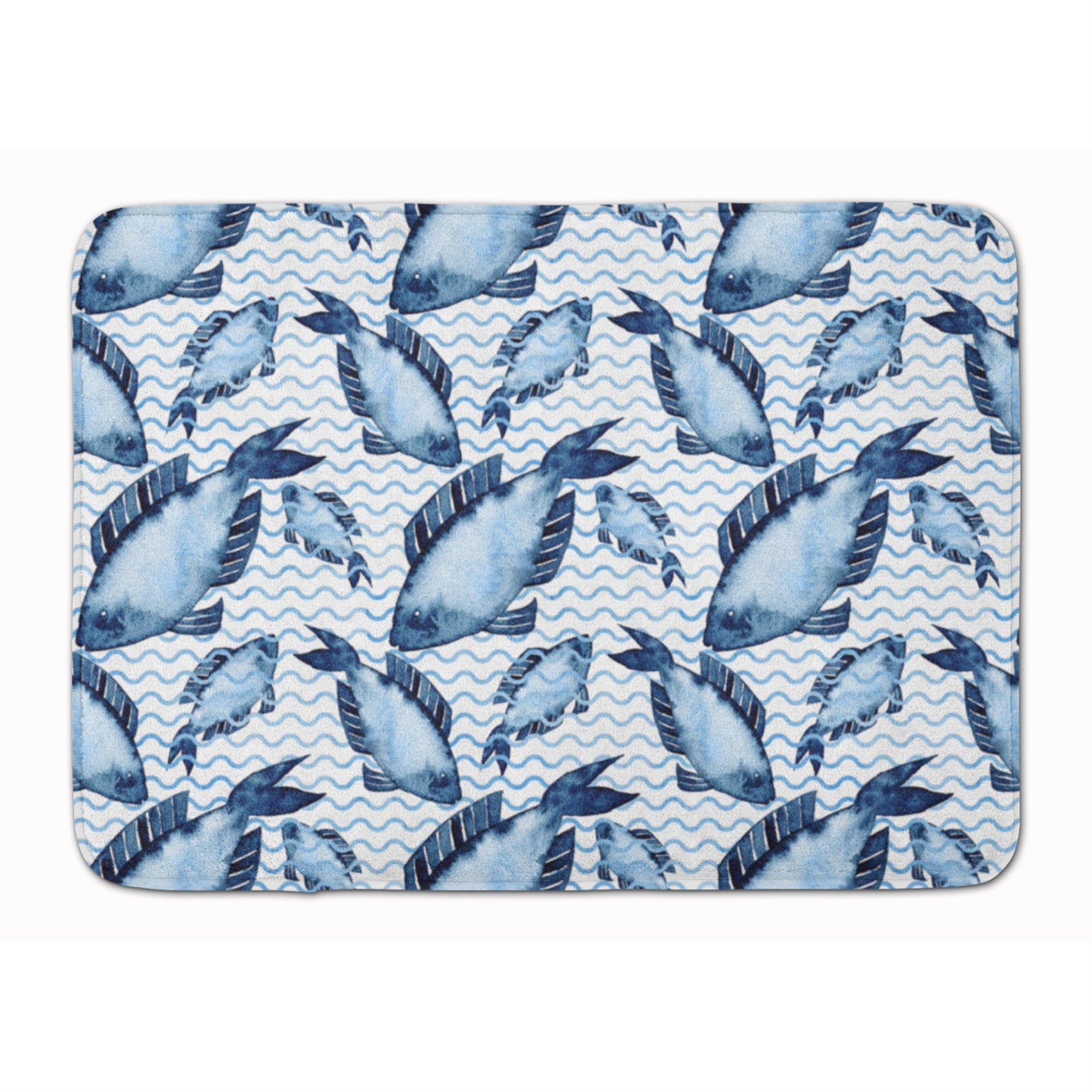 Caroline'S Treasures Beach Watercolor Fishes Floor Mat, 19 H X 27 W, Multicolor