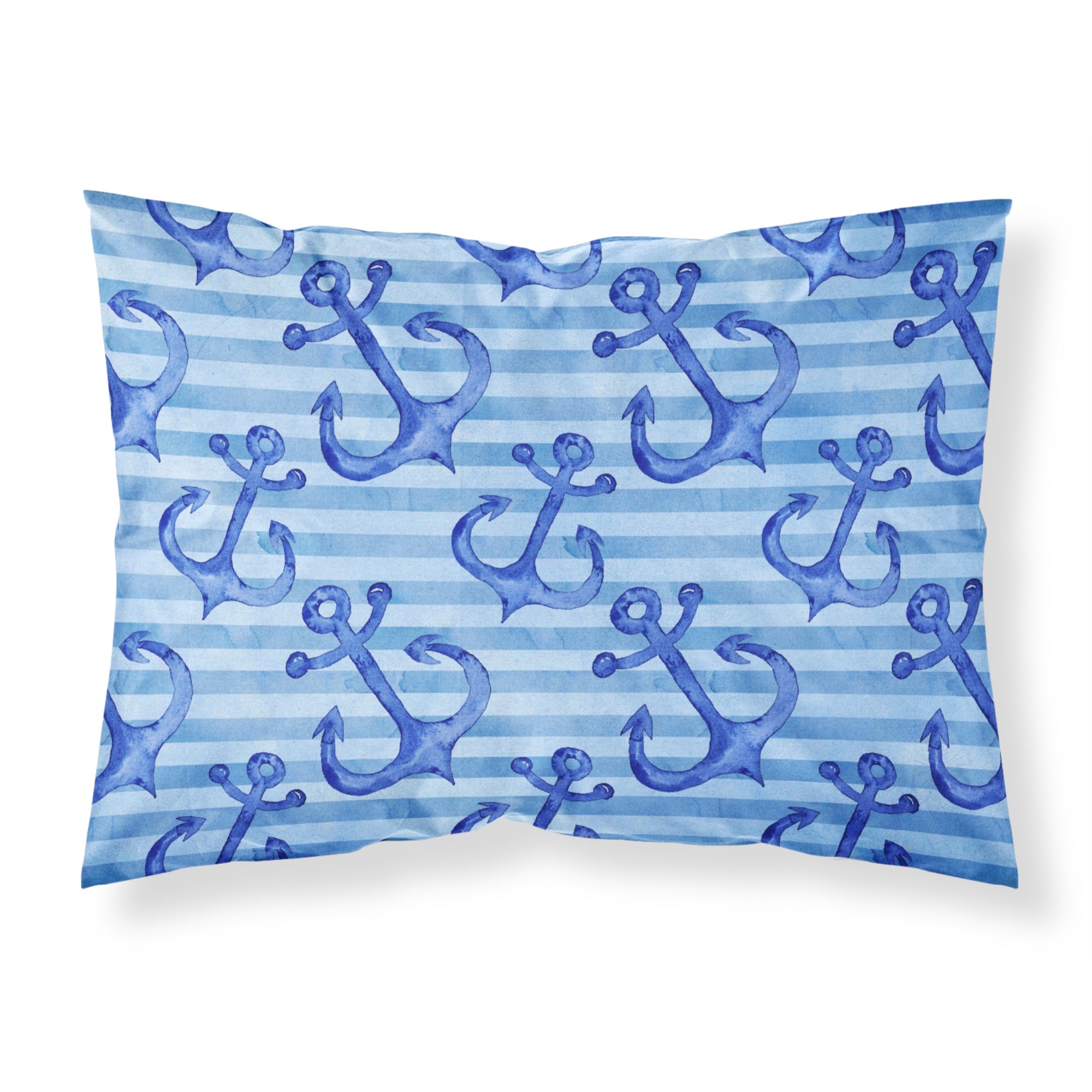 Caroline'S Treasures Beach Watercolor Anchors Printed, Polyester, 250 Thread Count, Envelope Closure Pillowcase, Standard, Mul