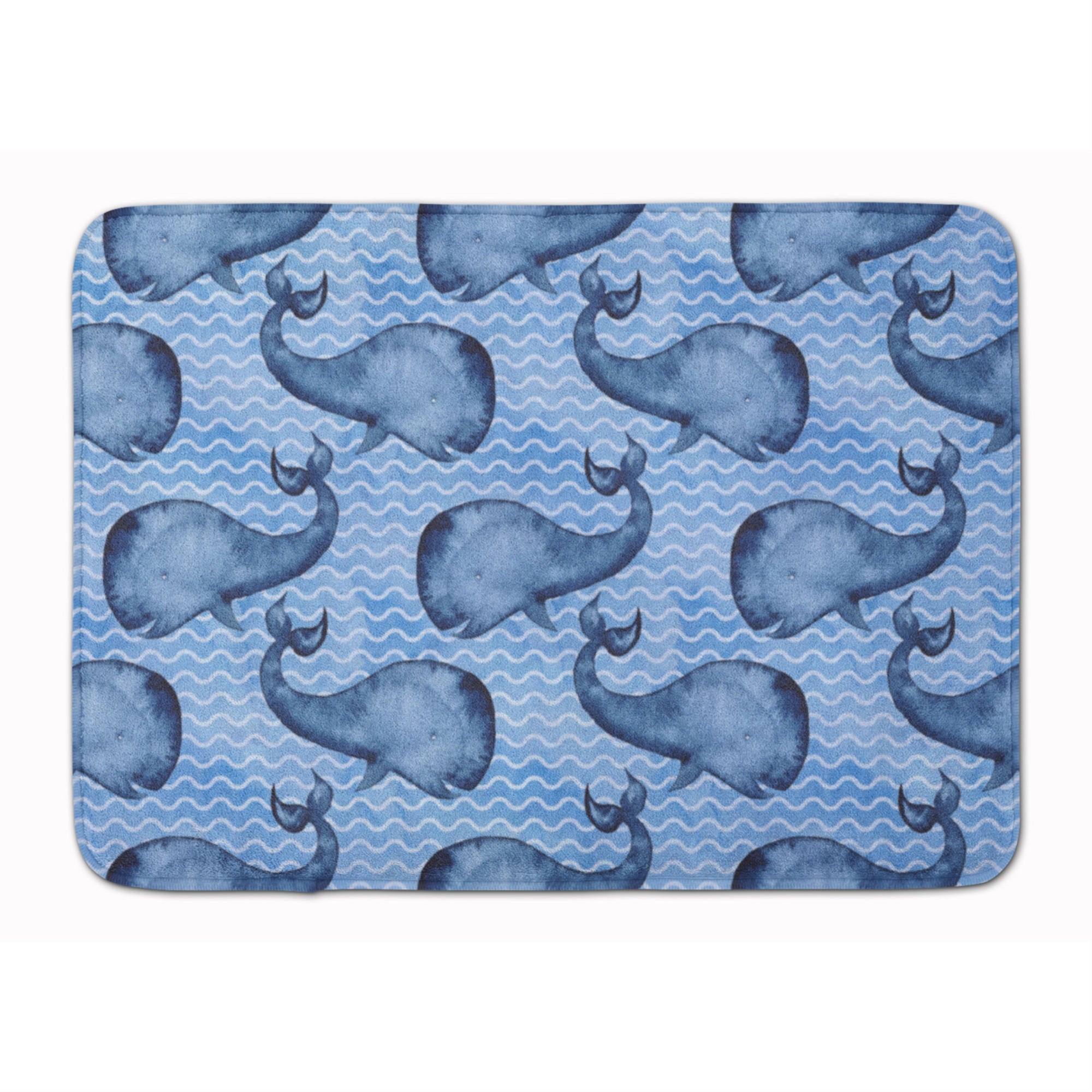 Caroline'S Treasures Beach Watercolor Whales Floor Mat, 19 H X 27 W, Multicolor
