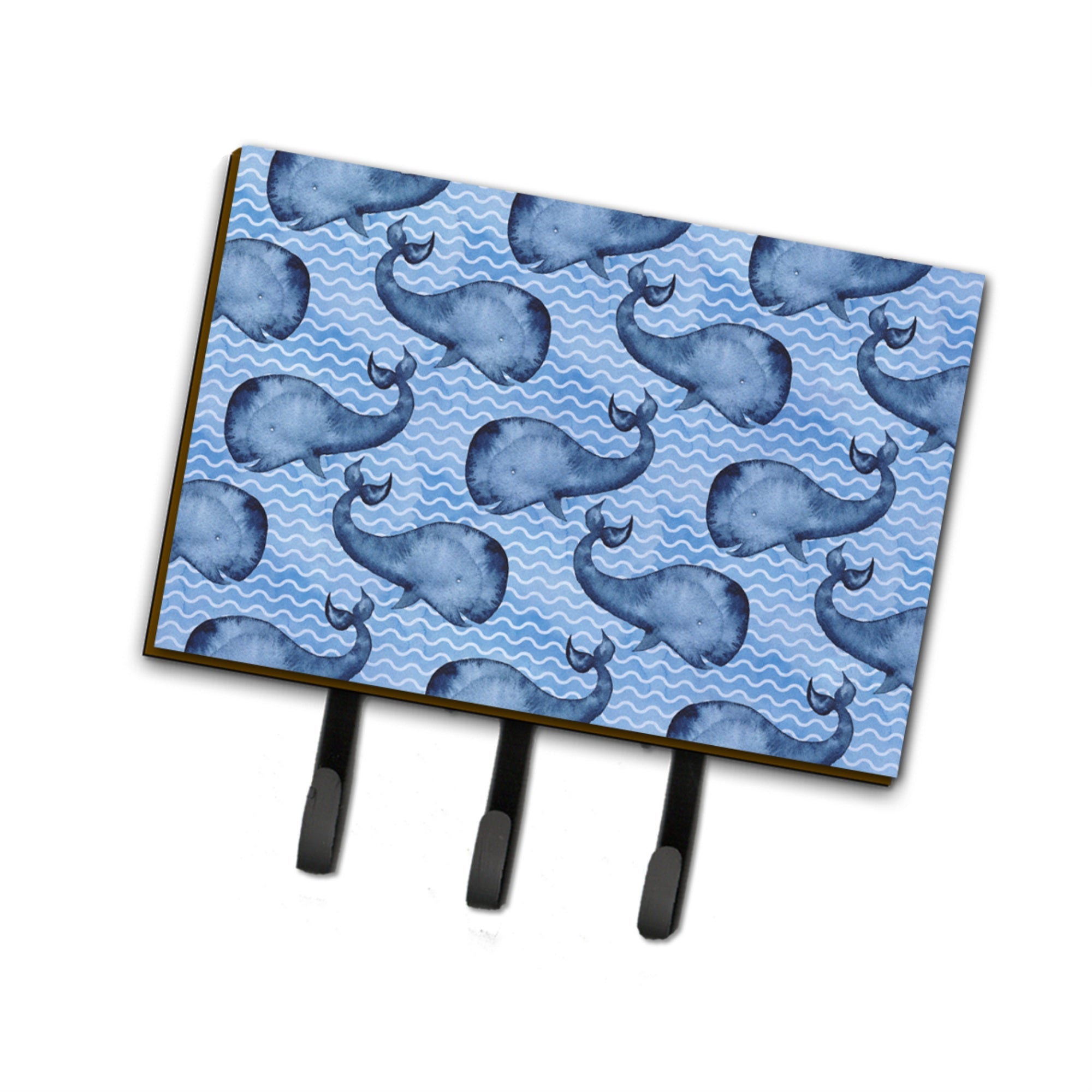 Caroline'S Treasures Beach Watercolor Whales Wall Hook, Triple, Multicolor