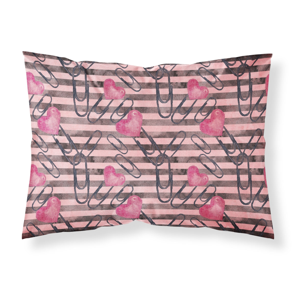 Caroline'S Treasures Watercolor Heart Paper Clips Printed, Polyester, 250 Thread Count, Envelope Closure Pillowcase, Standard,