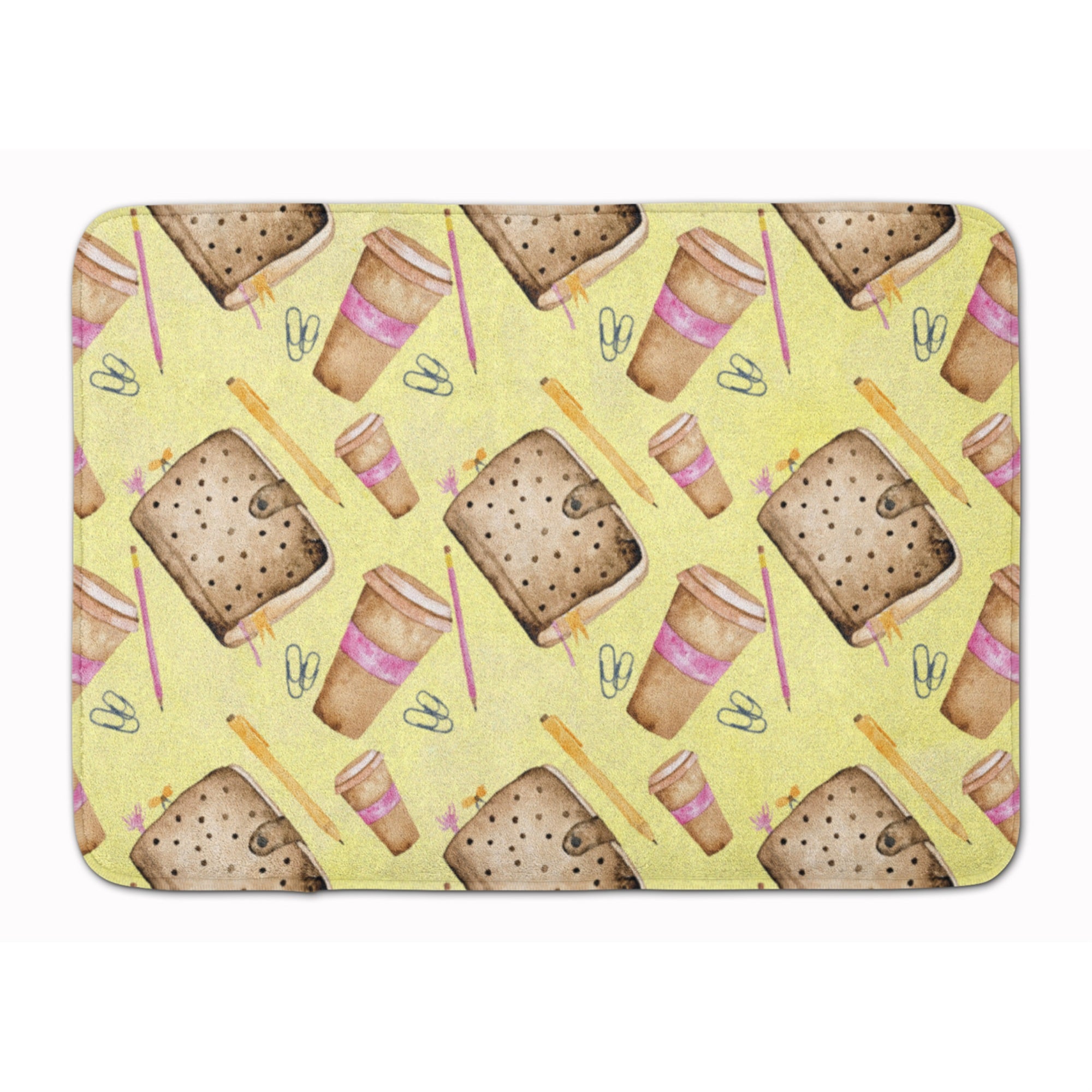 Caroline'S Treasures Watercolor Coffee And Journal Floor Mat, 19 H X 27 W, Multicolor