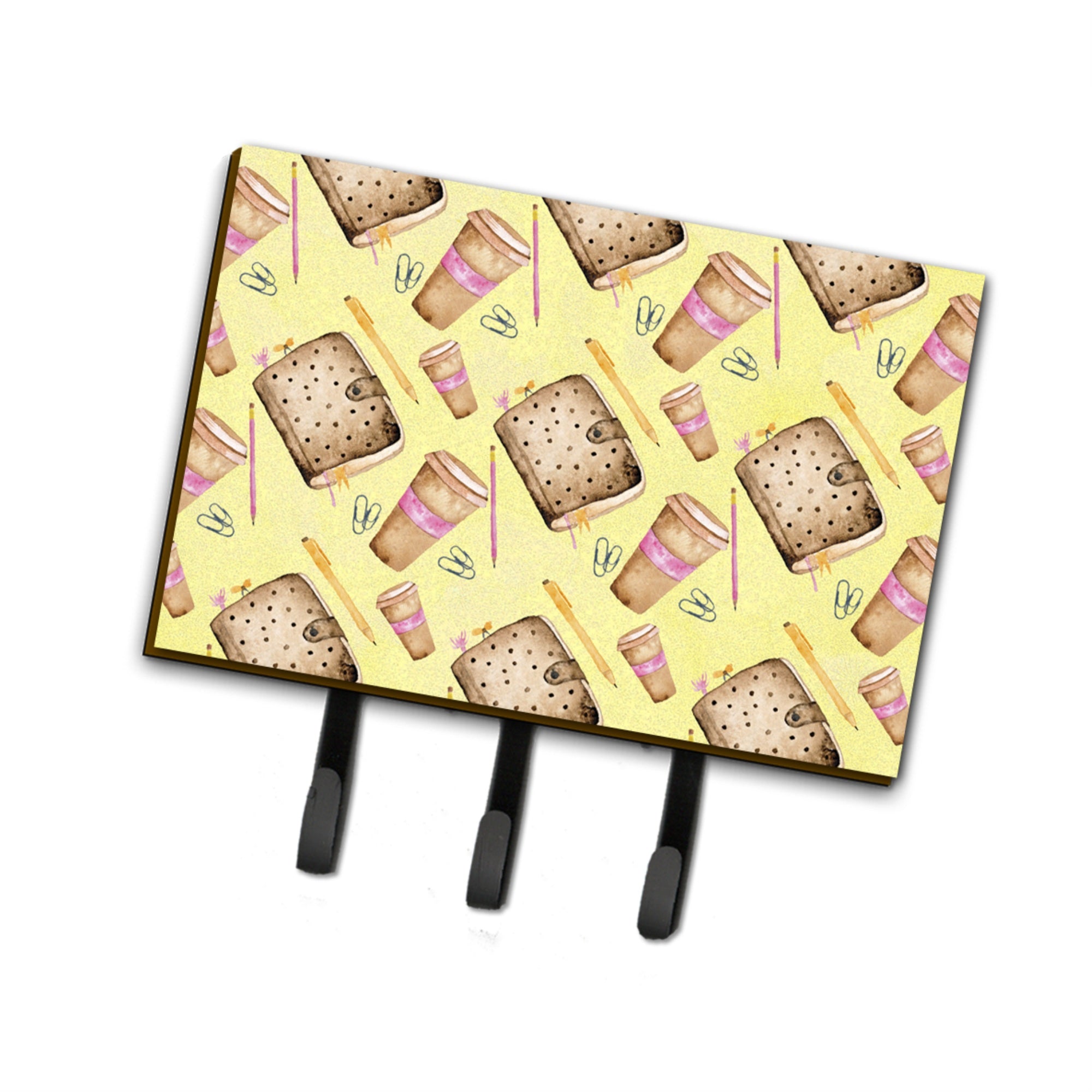 Caroline'S Treasures Watercolor Coffee And Journal Wall Hook, Triple, Multicolor