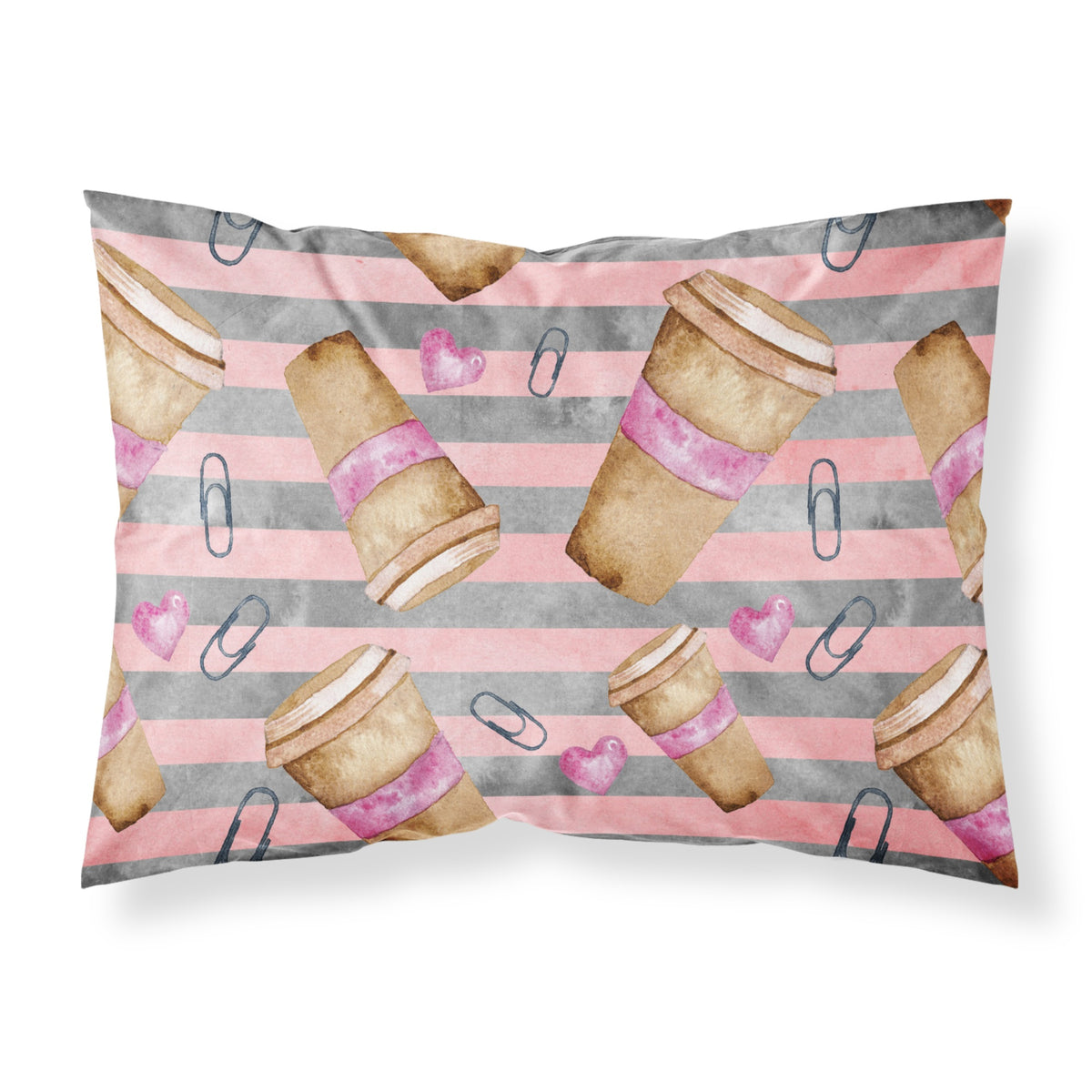 Caroline'S Treasures Watercolor Coffee And Paper Clips Pillowcase, Standard, Multicolor