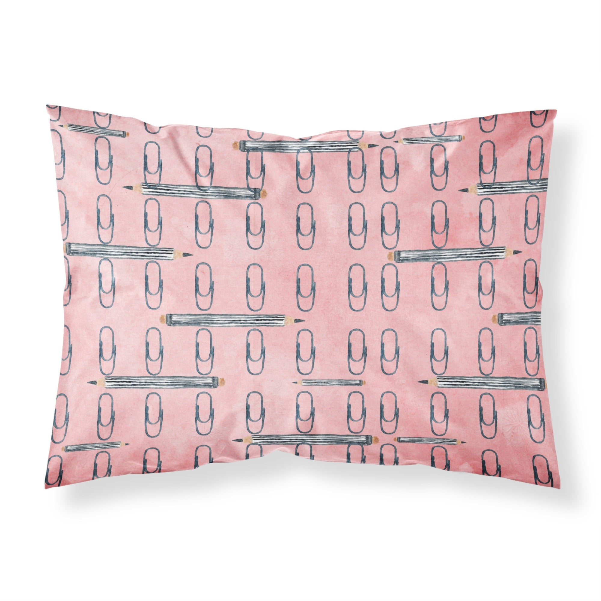 Caroline'S Treasures Watercolor Organized Paper Clips Pink Pillowcase, Standard, Multicolor