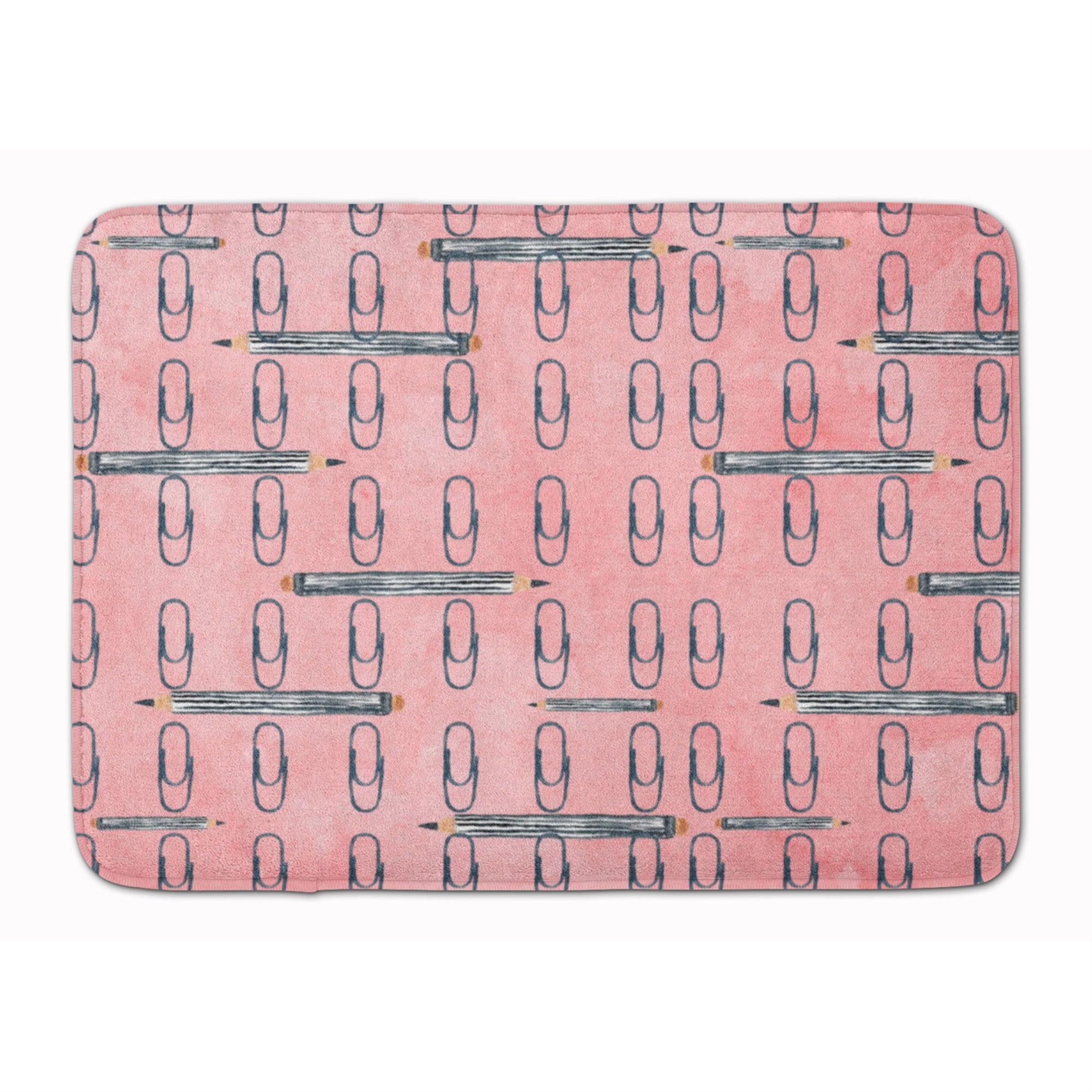 Caroline'S Treasures Watercolor Organized Paper Clips Pink Floor Mat, 19 H X 27 W, Multicolor