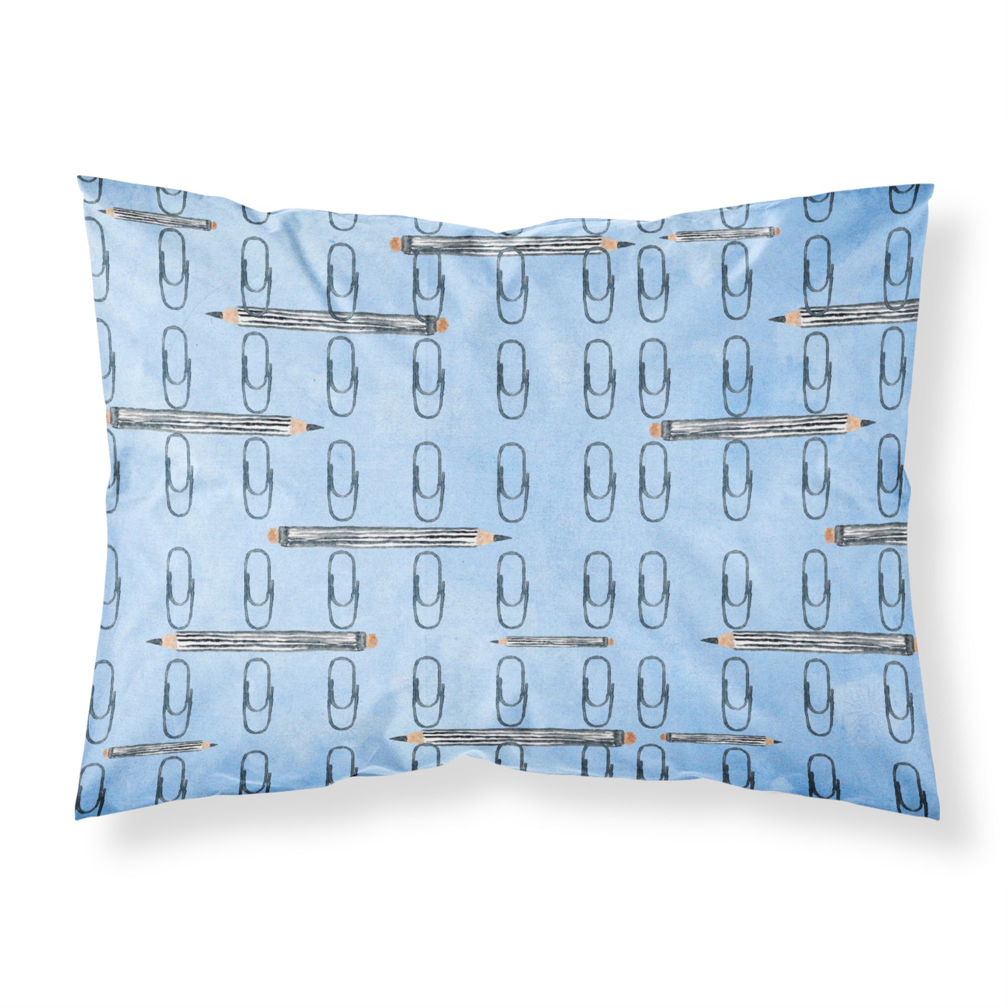 Caroline'S Treasures Watercolor Organized Paper Clips Blue Pillowcase, Standard, Multicolor
