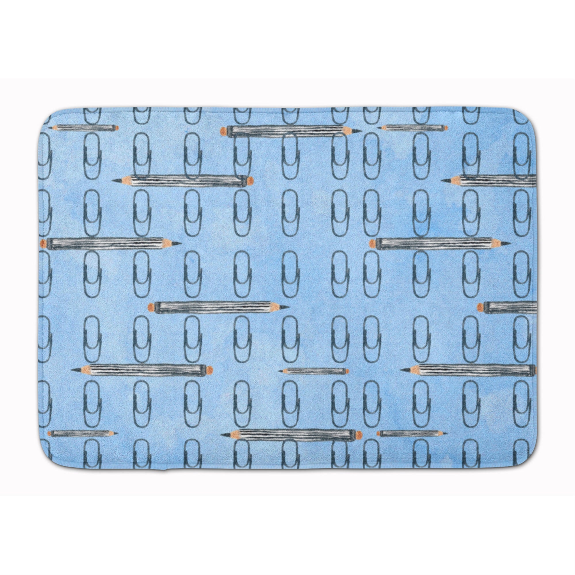 Caroline'S Treasures Watercolor Organized Paper Clips Blue Floor Mat, 19 H X 27 W, Multicolor