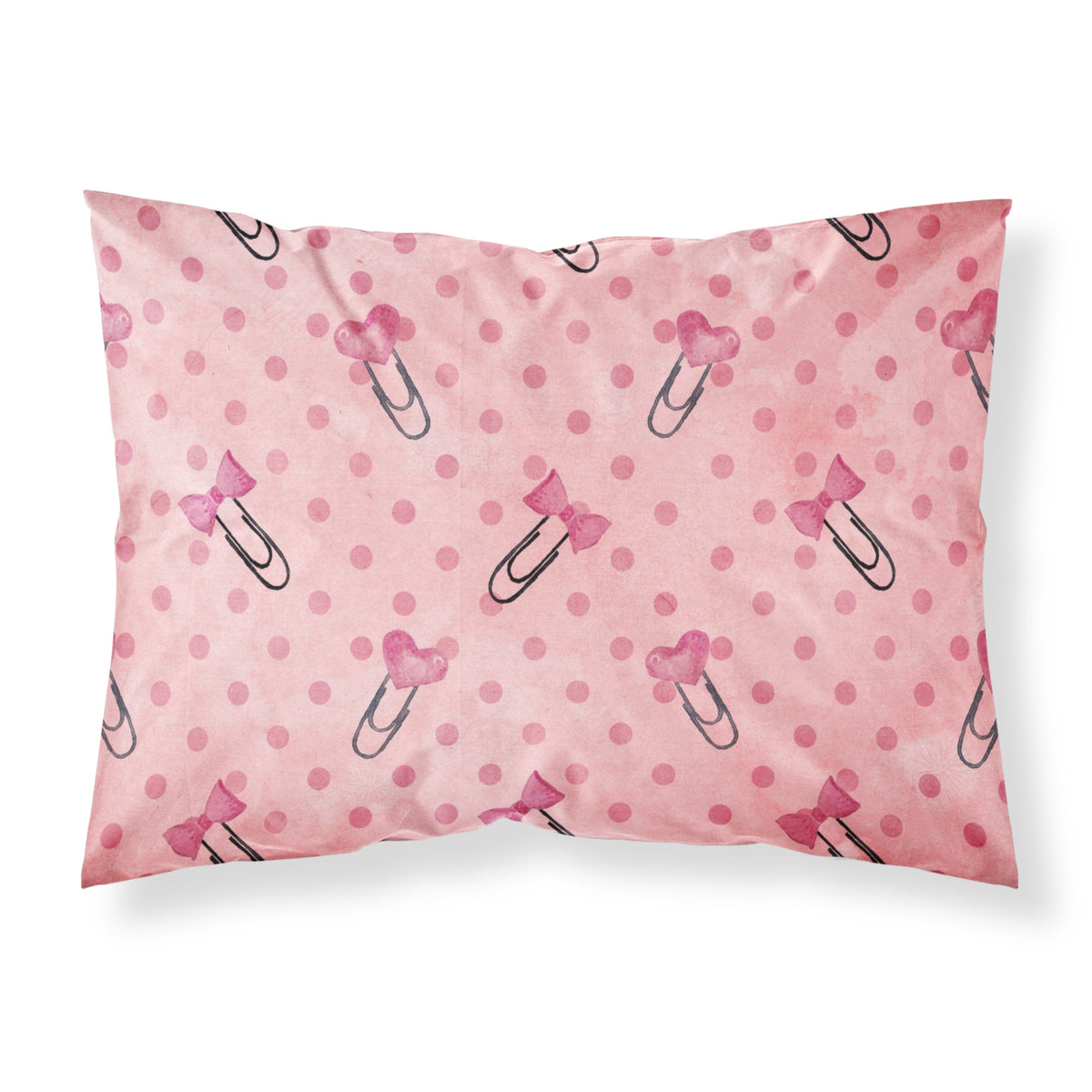 Caroline'S Treasures Watercolor Paper Clips And Polka Dots Pink Pillowcase, Standard, Multicolor
