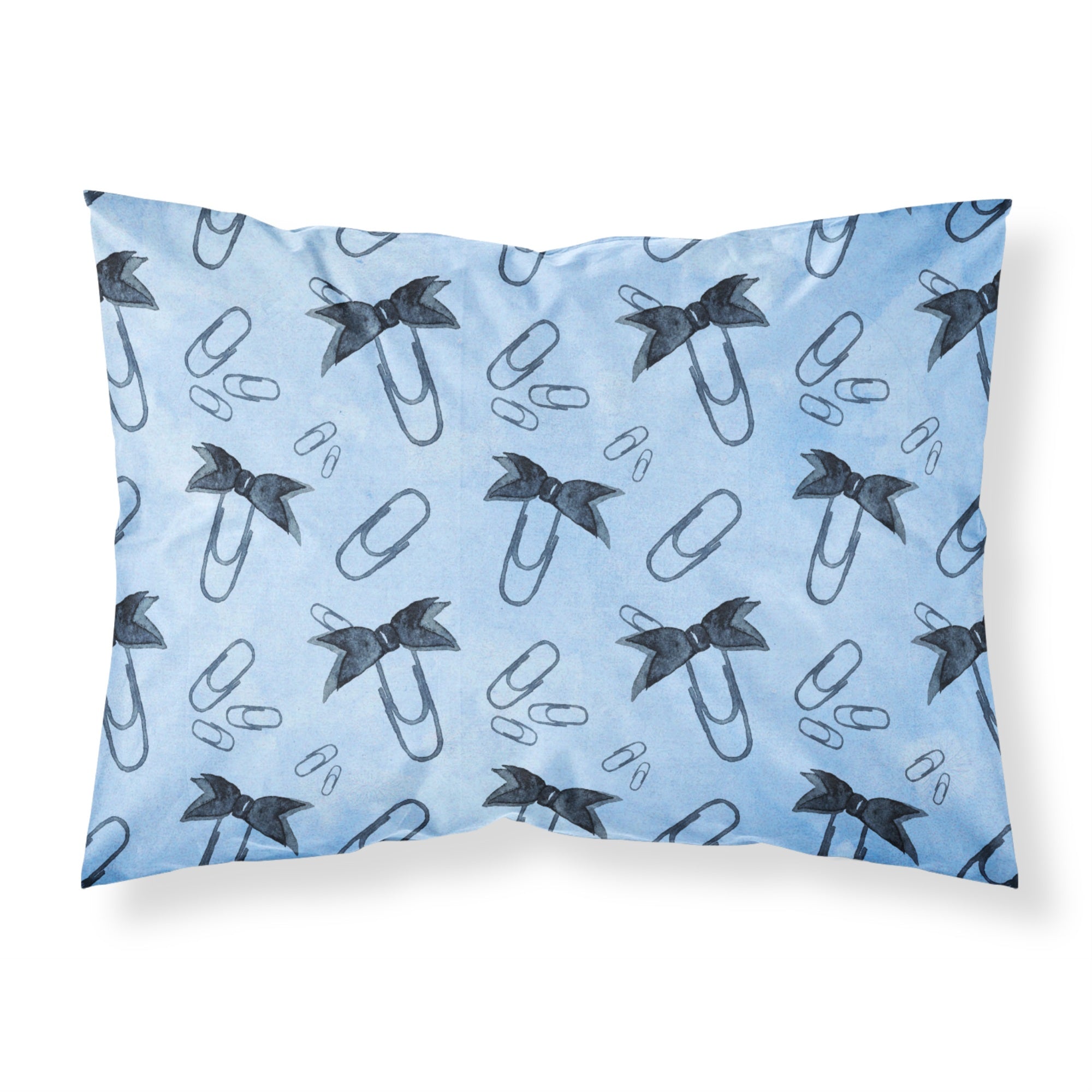 Caroline'S Treasures Watercolor Paper Clips Blue Printed, Polyester, 250 Thread Count, Envelope Closure Pillowcase, Standard,