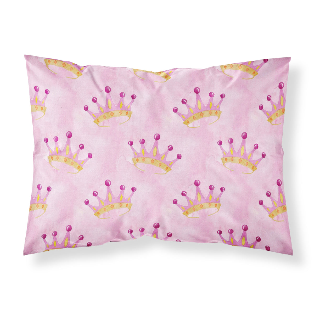 Caroline'S Treasures Watercolor Princess Crown On Pink Pillowcase, Standard, Multicolor