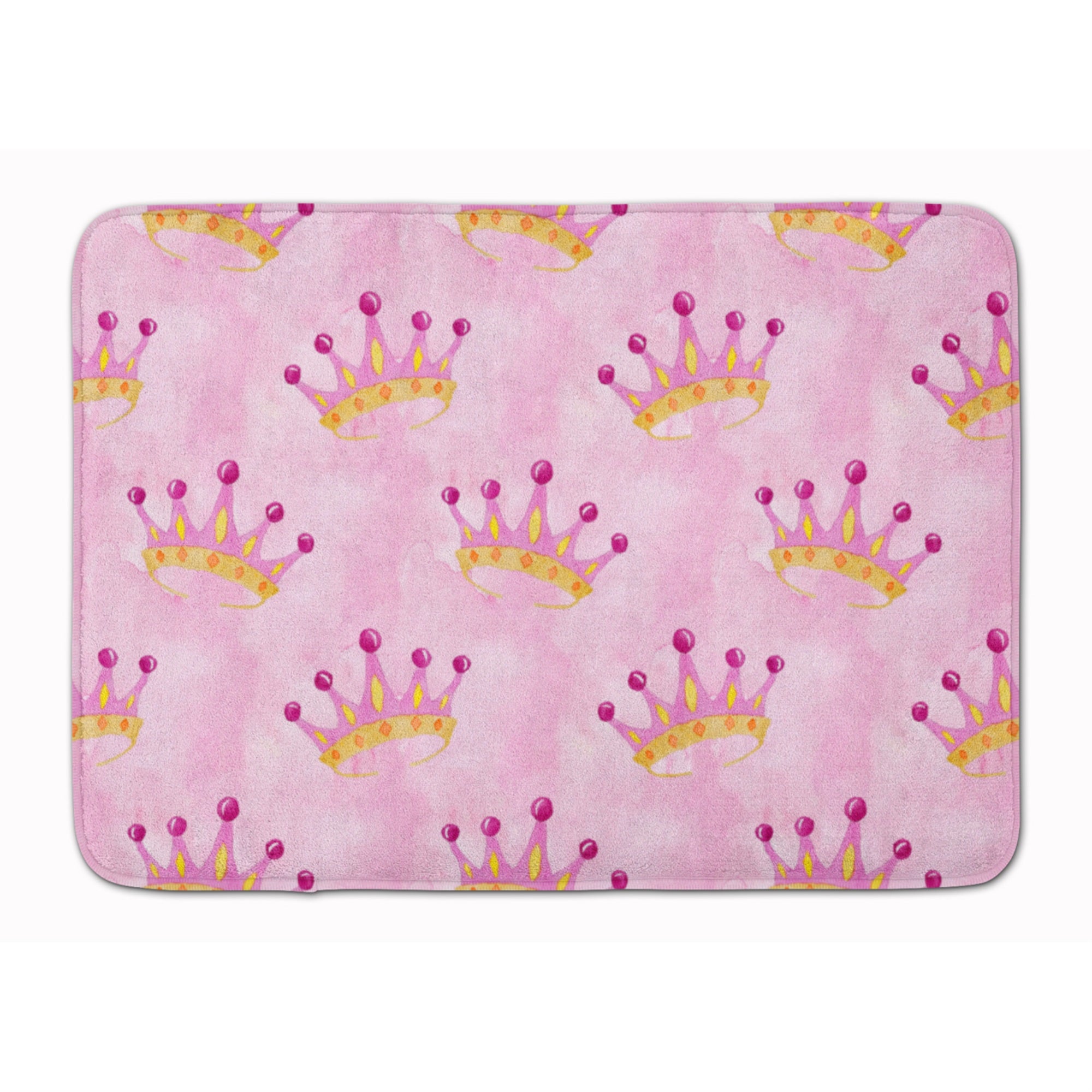 Caroline'S Treasures Watercolor Princess Crown On Pink Floor Mat, 19 H X 27 W, Multicolor