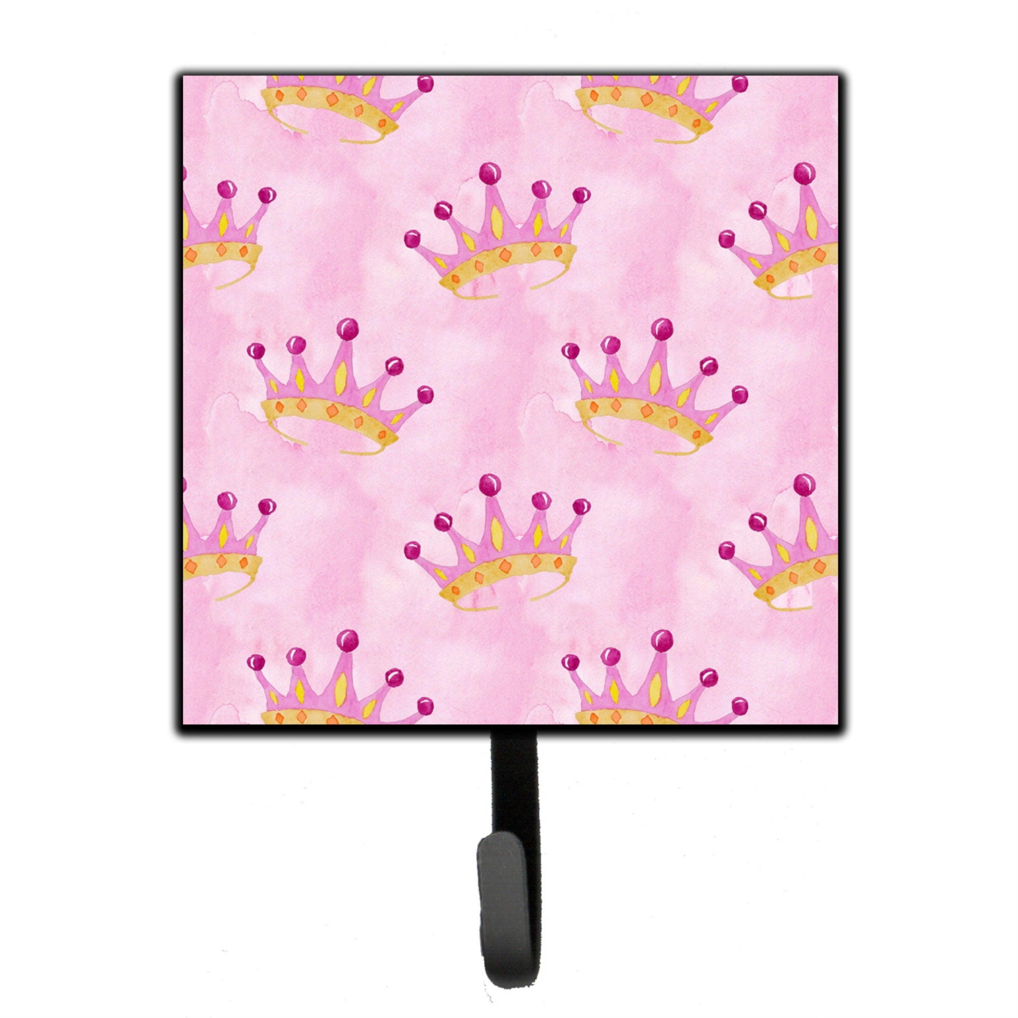 Caroline'S Treasures Watercolor Princess Crown On Pink Wall Hook, Small, Multicolor