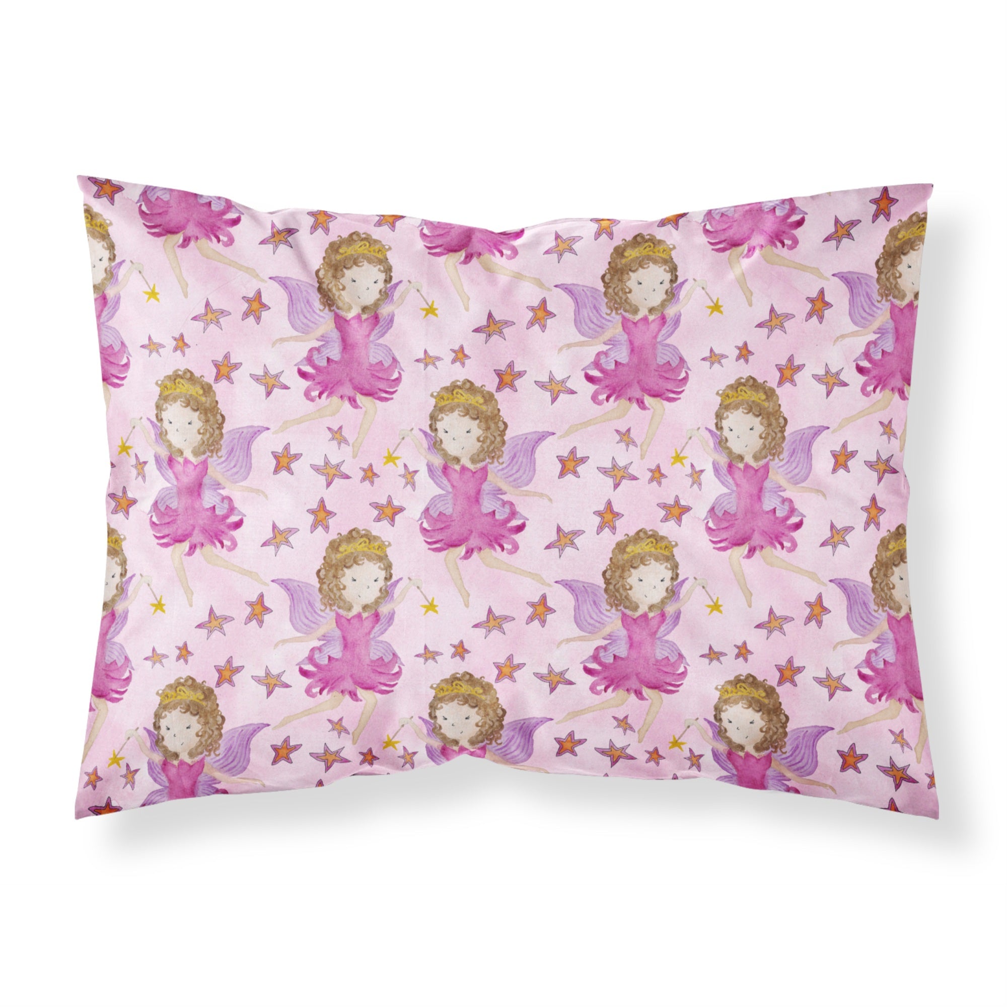 Caroline'S Treasures Watercolor Fairy Princess On Pink Pillowcase, Standard, Multicolor