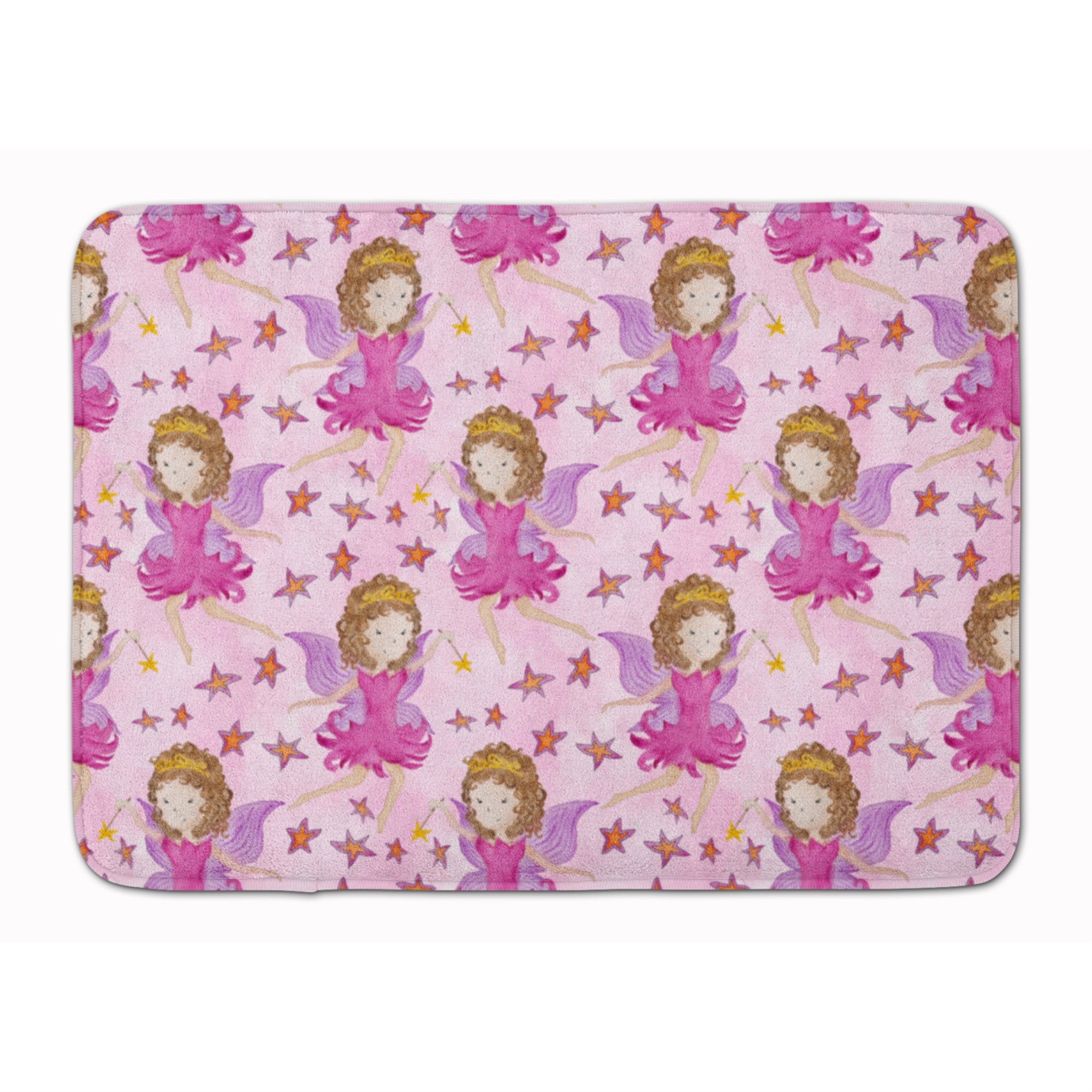 Caroline'S Treasures Watercolor Fairy Princess On Pink Floor Mat, 19 H X 27 W, Multicolor