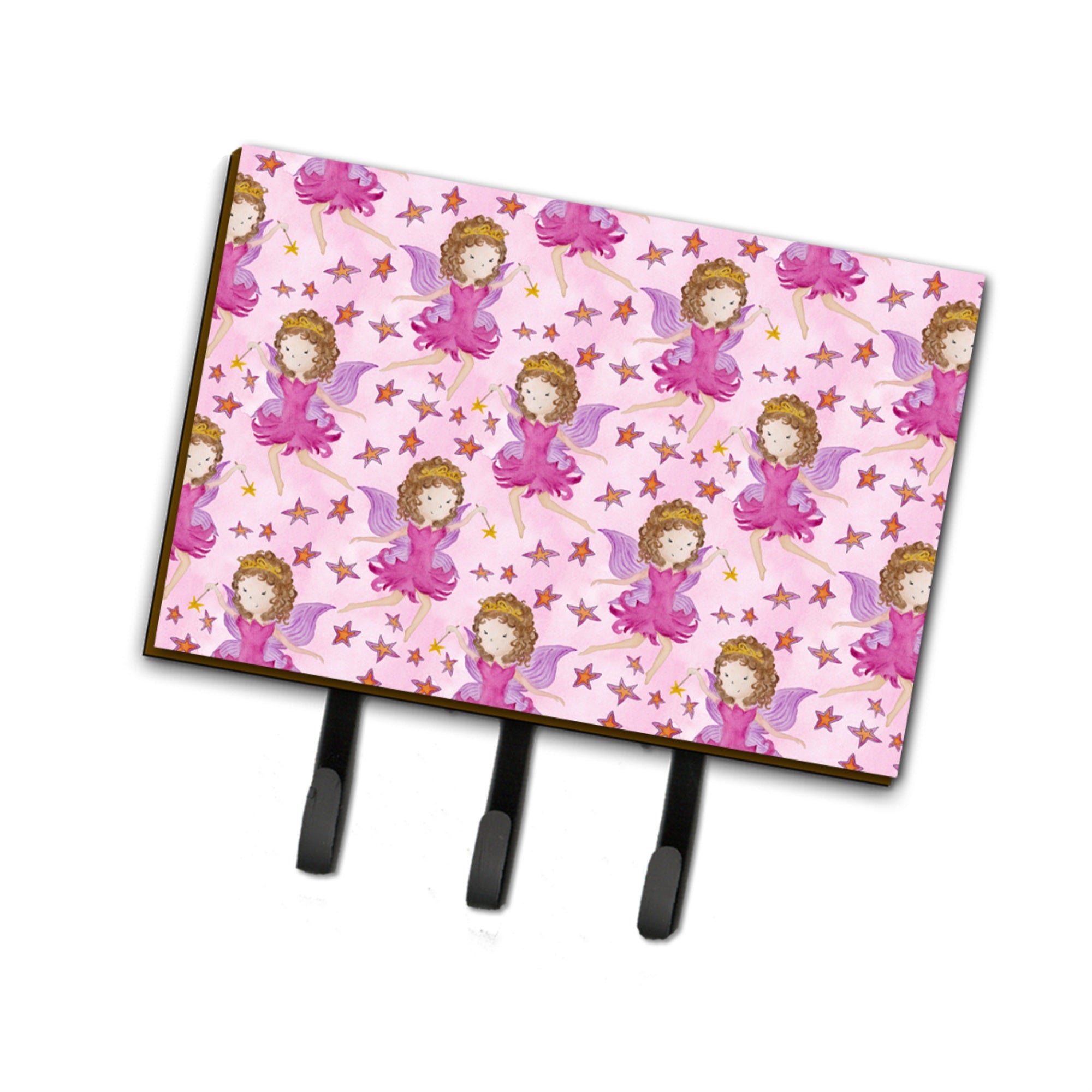 Caroline'S Treasures Watercolor Fairy Princess On Pink Wall Hook, Triple, Multicolor