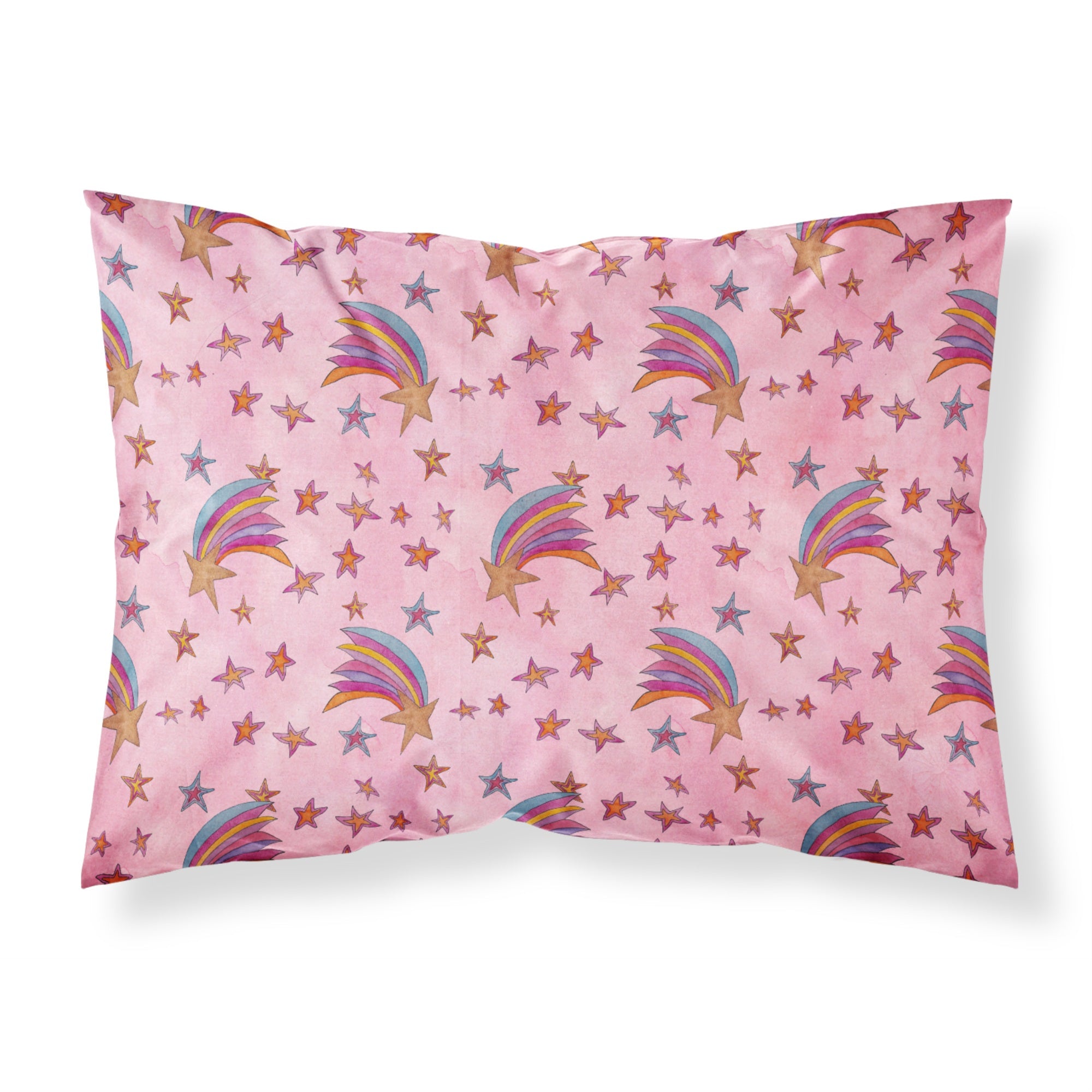 Caroline'S Treasures Watercolor Shooting Stars On Pink Pillowcase, Standard, Multicolor