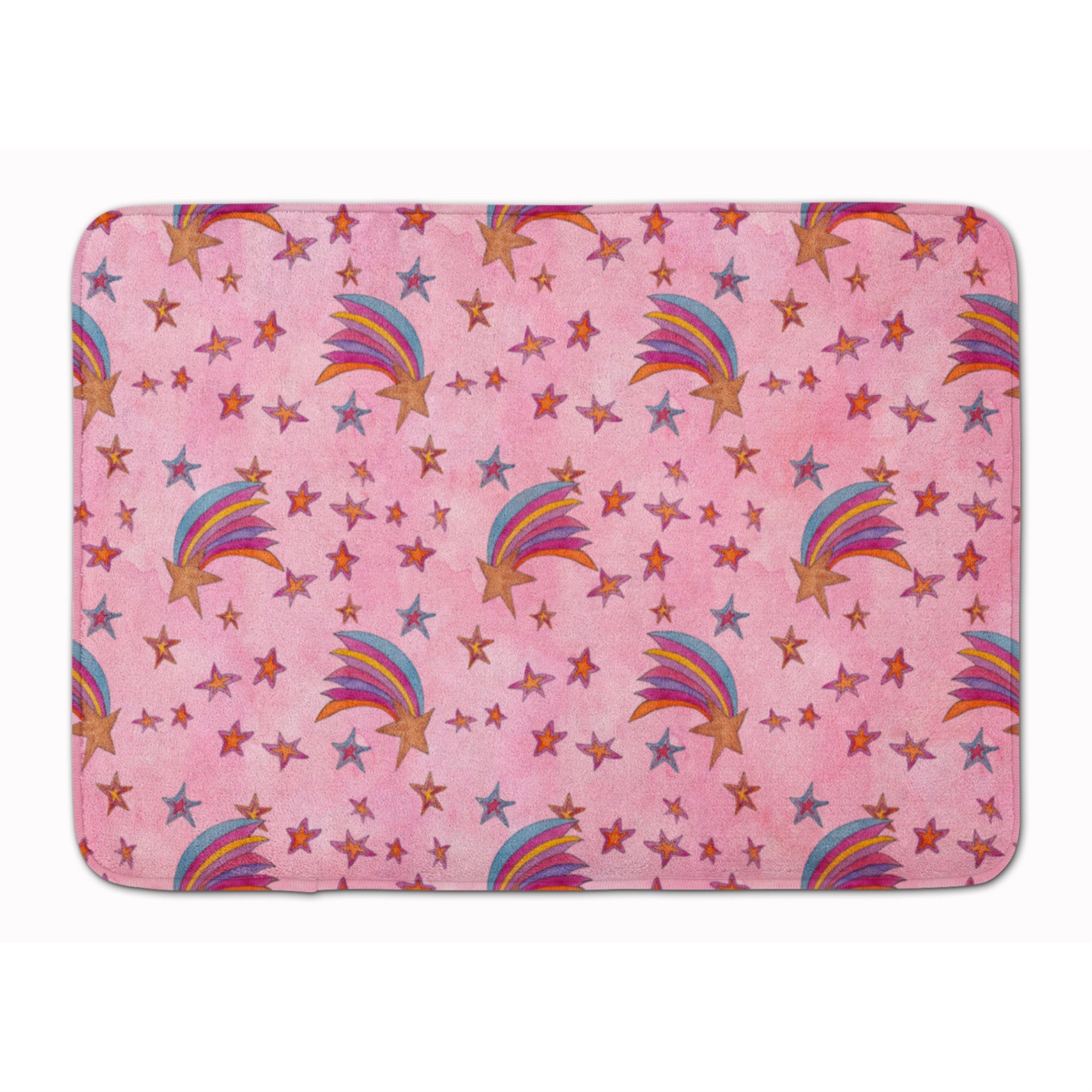 Caroline'S Treasures Watercolor Shooting Stars On Pink Floor Mat, 19 H X 27 W, Multicolor
