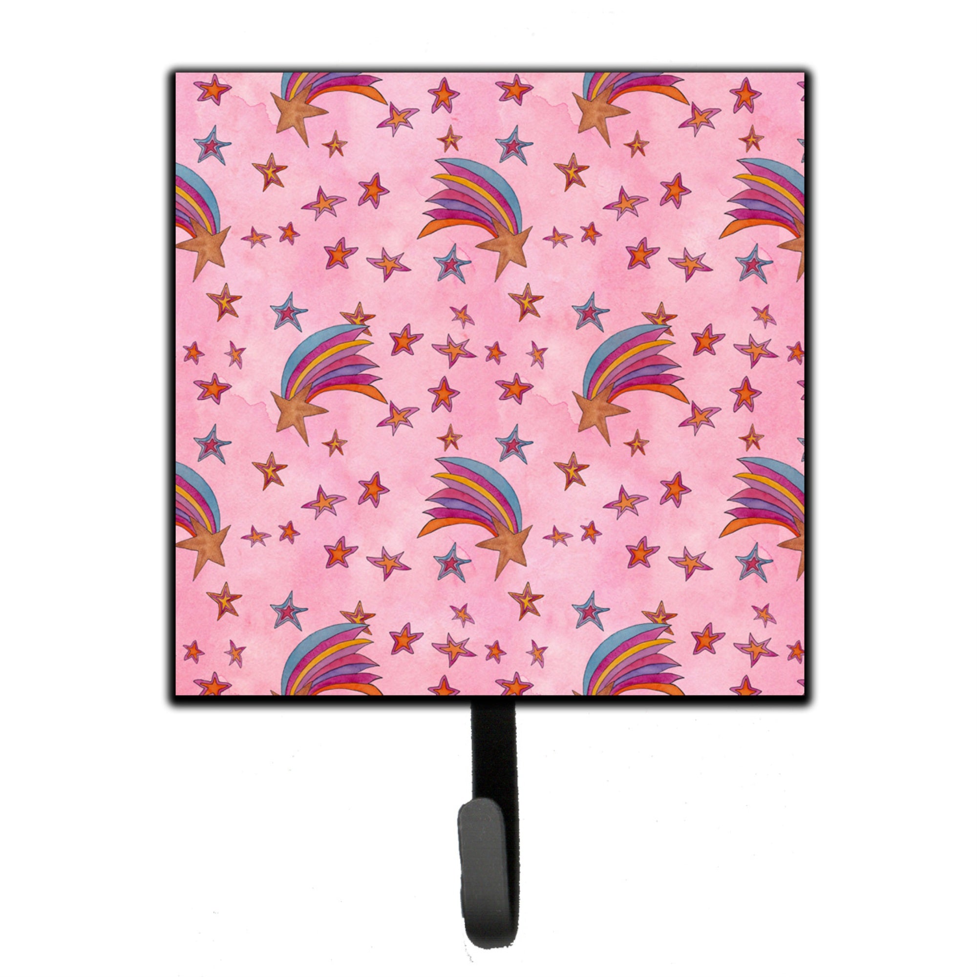 Caroline'S Treasures Watercolor Shooting Stars On Pink Wall Hook, Small, Multicolor