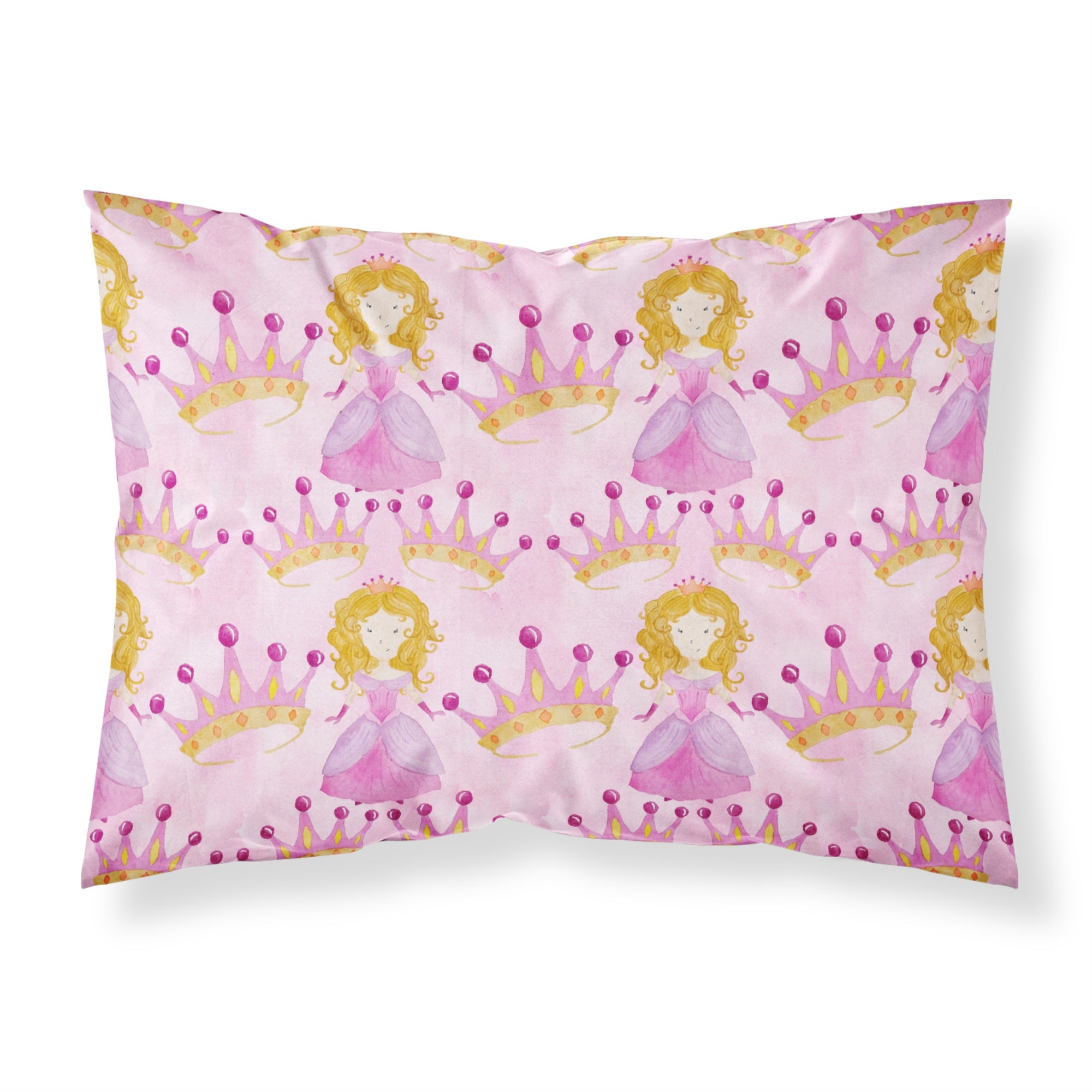 Caroline'S Treasures Watercolor Princess And Crown Pillowcase, Standard, Multicolor