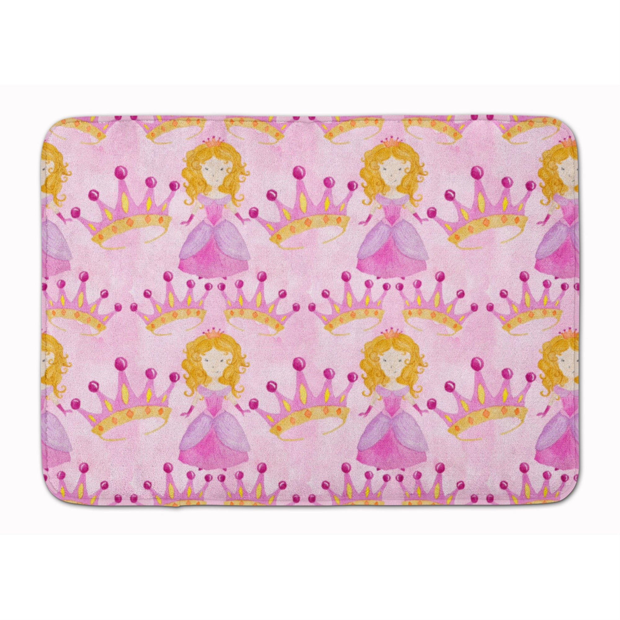Caroline'S Treasures Watercolor Princess And Crown Floor Mat, 19 H X 27 W, Multicolor