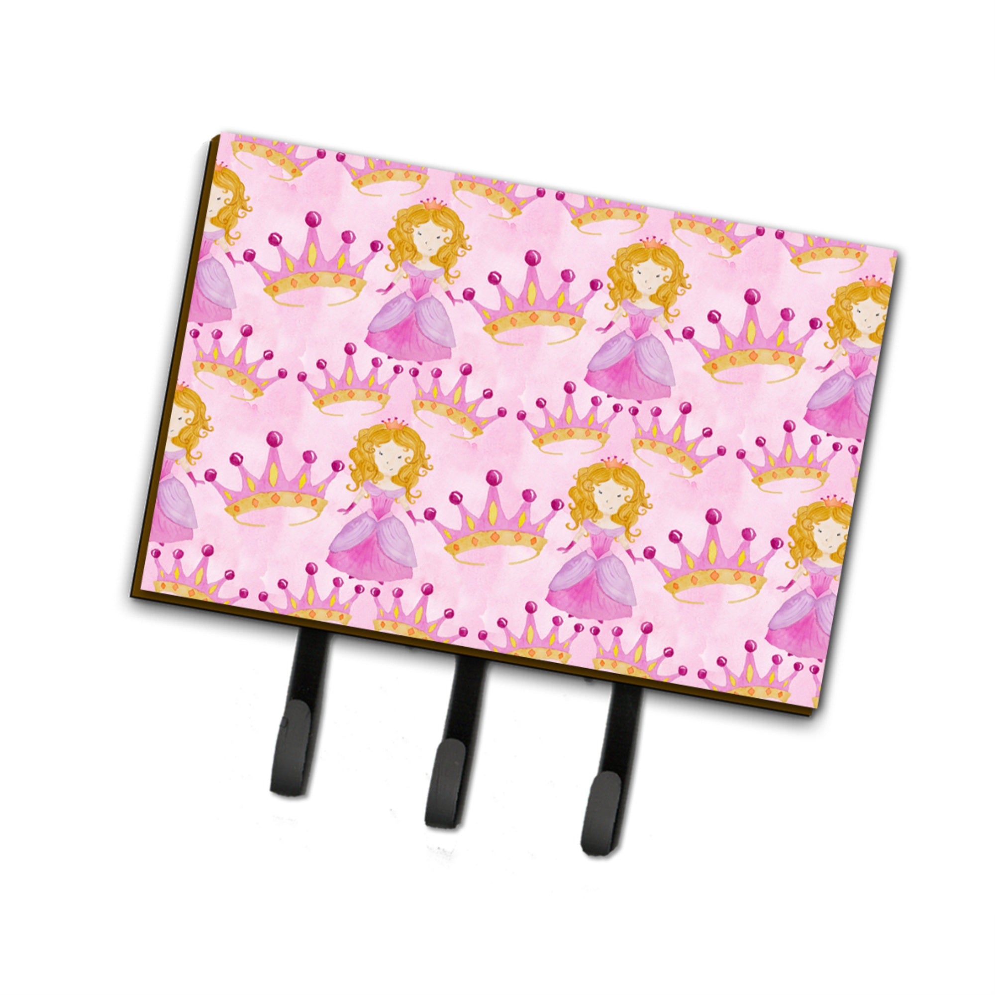 Caroline'S Treasures Watercolor Princess And Crown Wall Hook, Triple, Multicolor