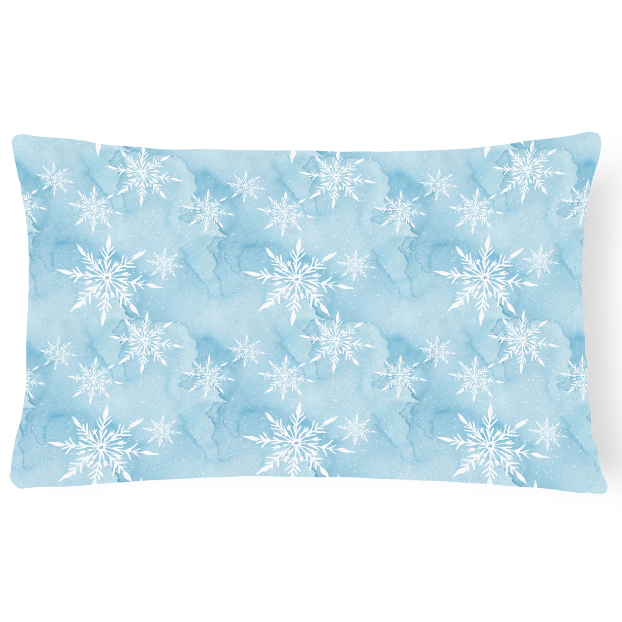 Caroline'S Treasures Bb7552Pw1216 Watercolor Snowflake On Light Blue Outdoor Canvas Pillow, Multicolor